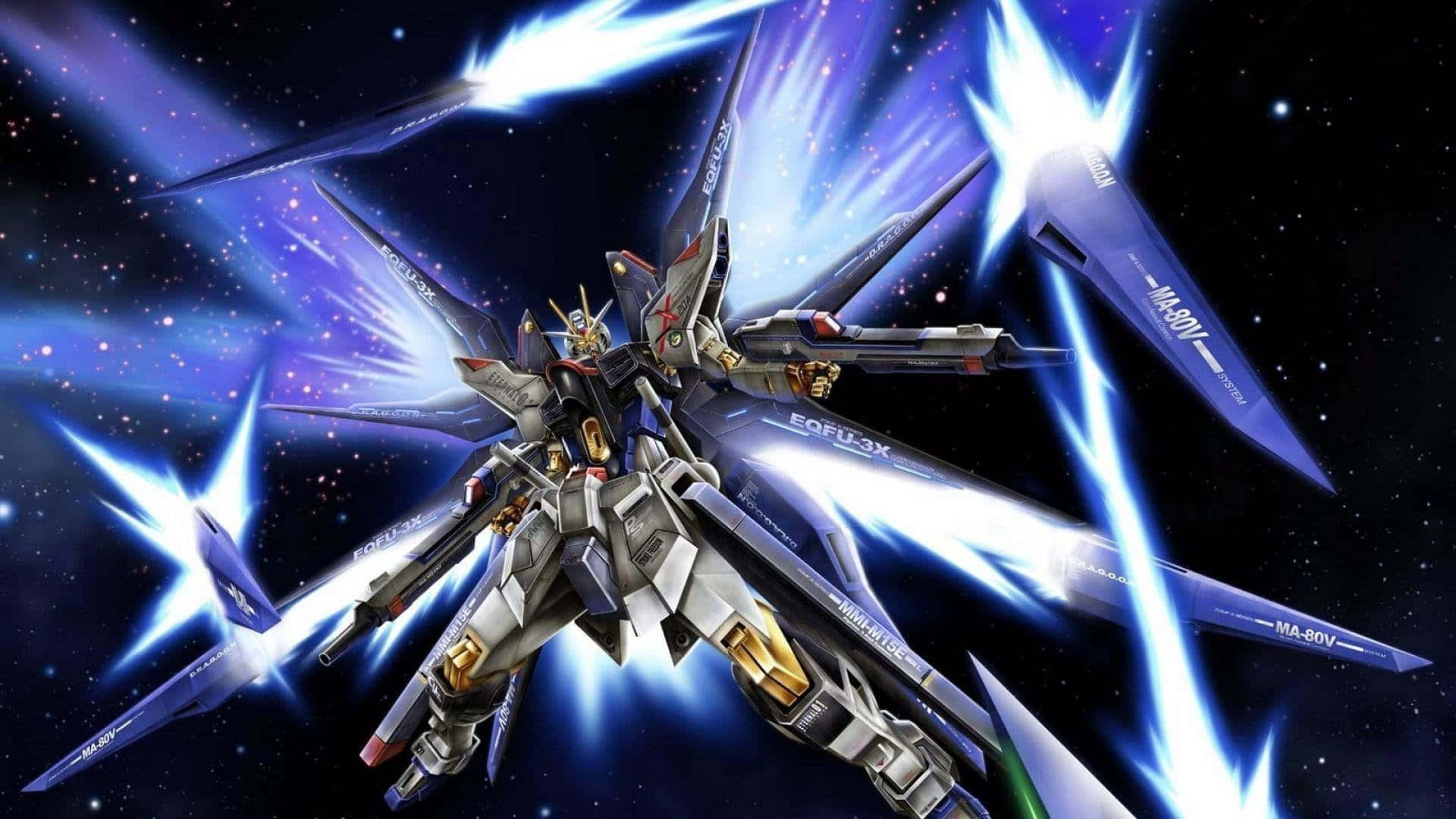 ガンダム00 - 青い光を放つ宇宙船 壁紙