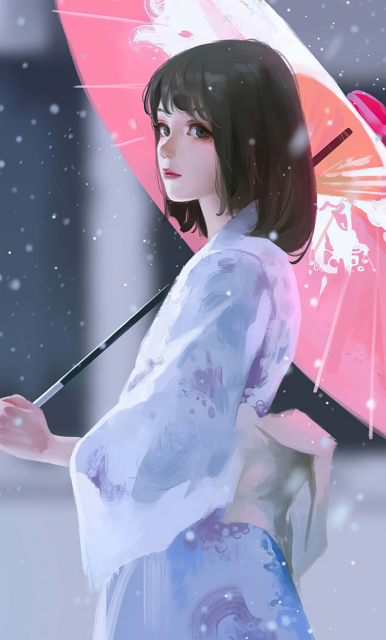 アニメの10代少女の着物姿の写真 壁紙