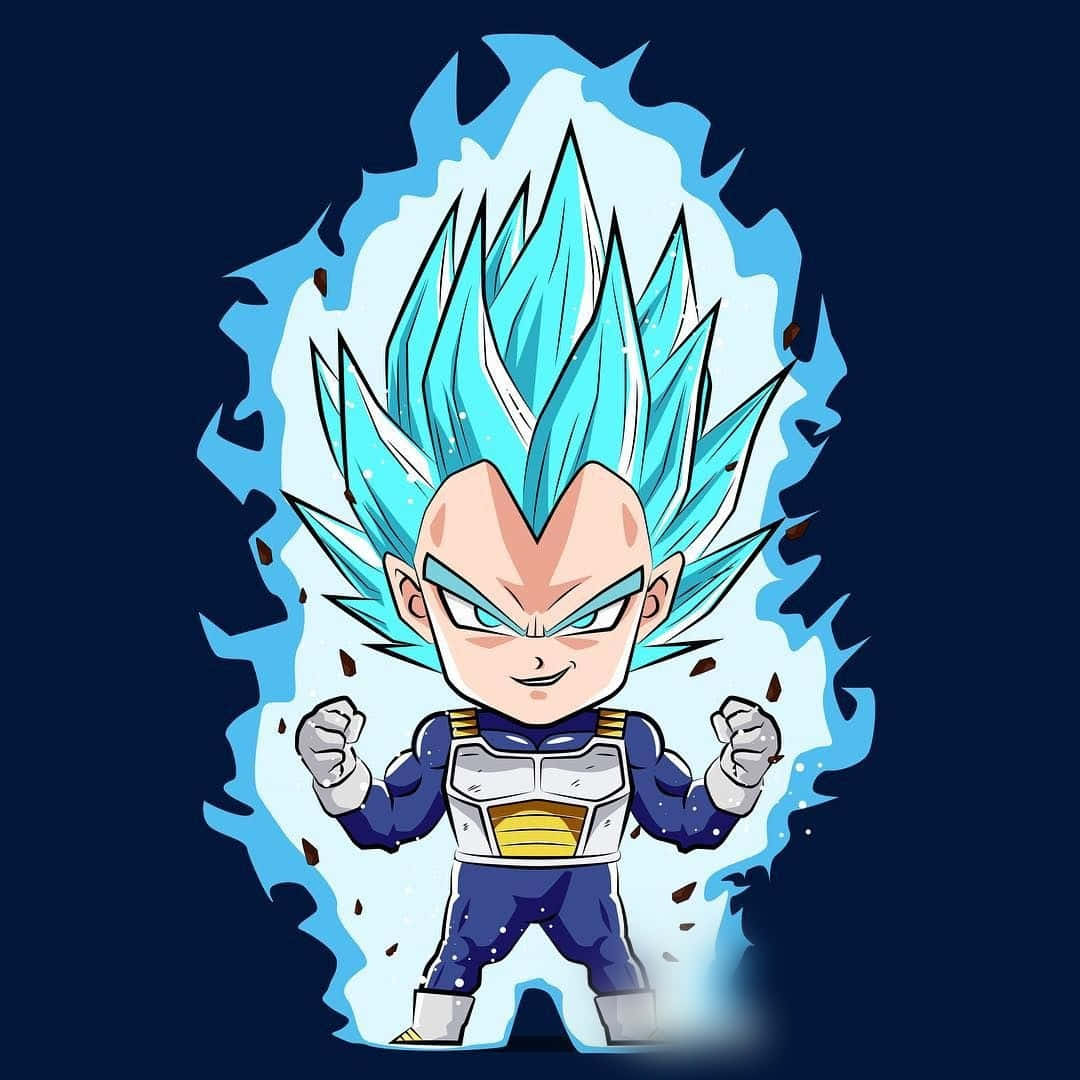 1080x1080 ベジータブルー ちびキャラデジタルイラスト 壁紙