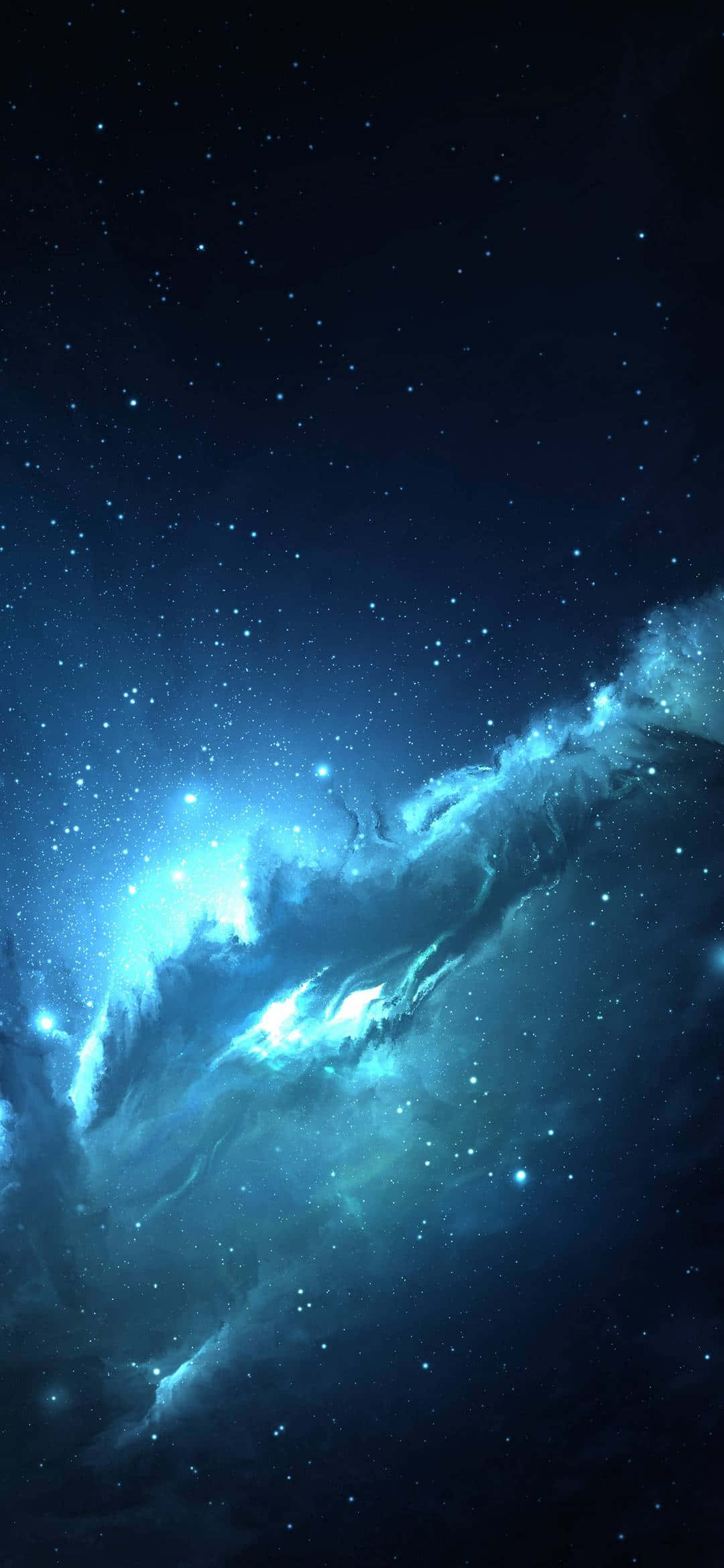1080x2340 4K ネオンブルー星雲 壁紙