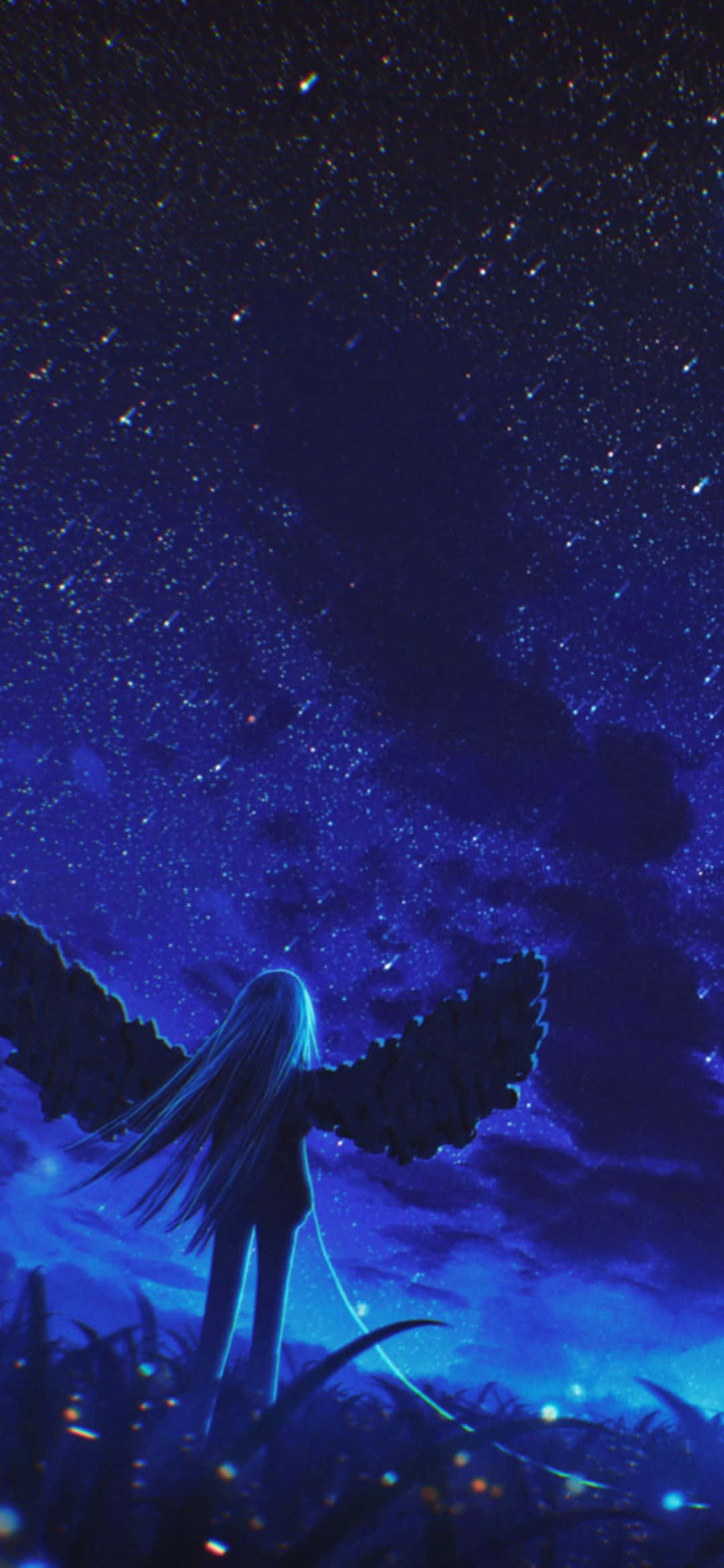 1080x2340 4K ダークエンジェル 夜空 壁紙