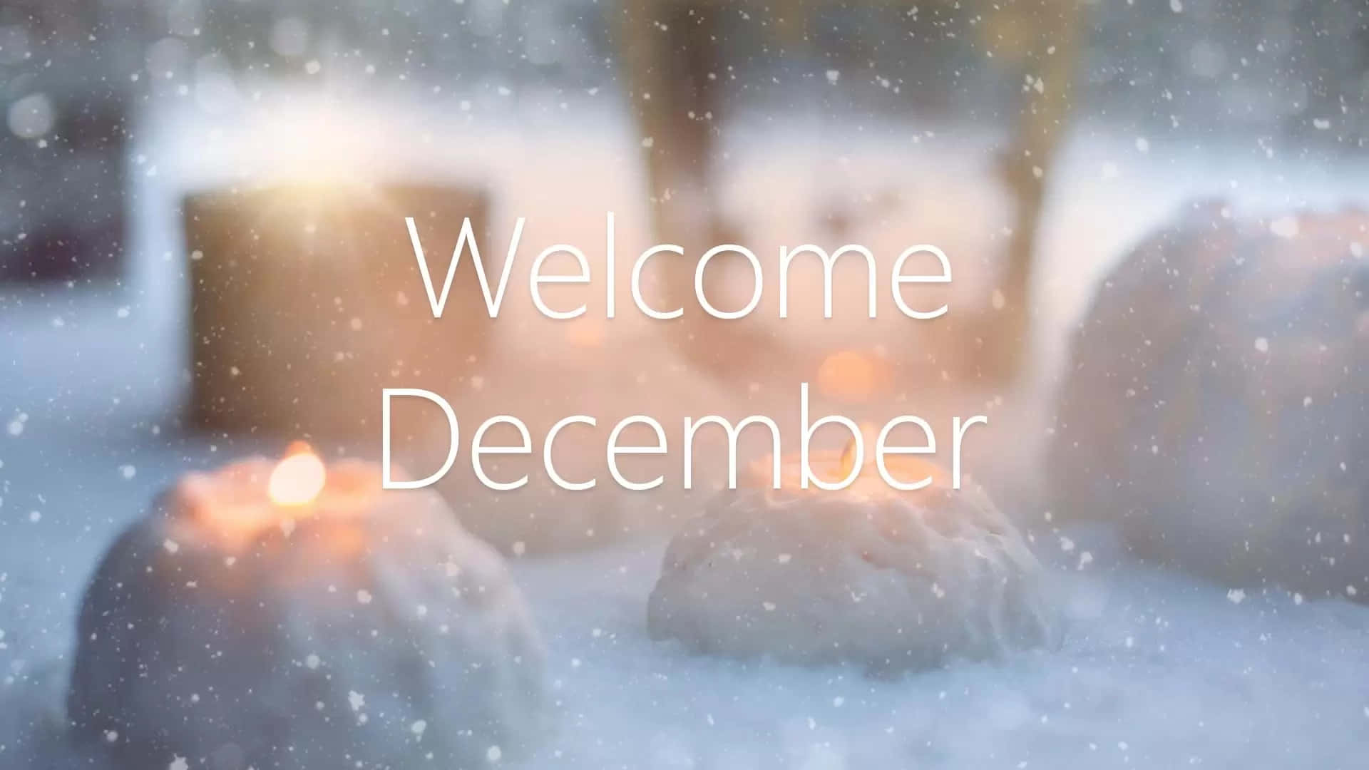 12月へようこそ 冬の雪とキャンドル 壁紙