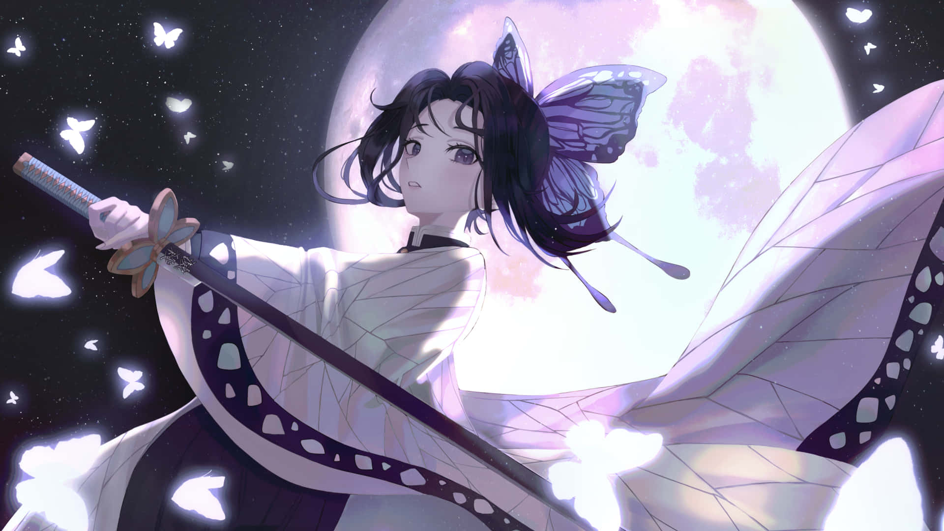 1920x1080 アニメ 胡蝶しのぶ 黒 紫 壁紙