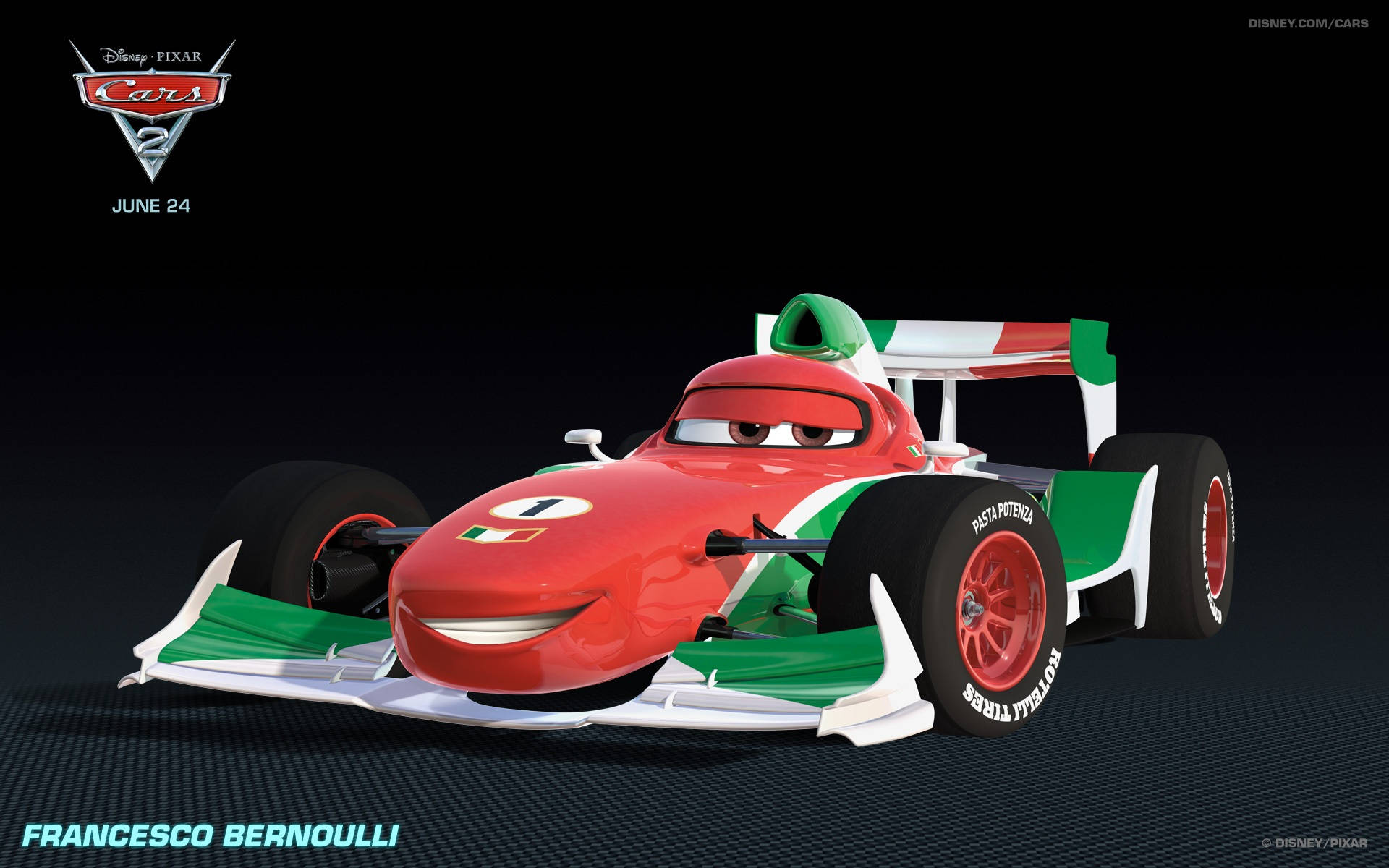 ディズニー・ピクサー『カーズ2』の俊足レースカー、フランチェスコ・ベルヌーイ 壁紙