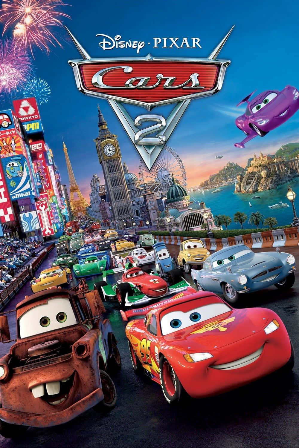 カーズ2 映画ポスター 花火とカーズたち 壁紙