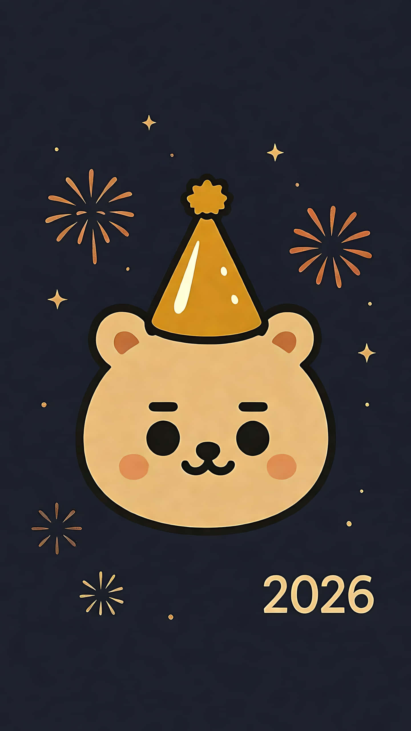 パーティーハットをかぶったかわいいクマが新年2026年を祝う 壁紙