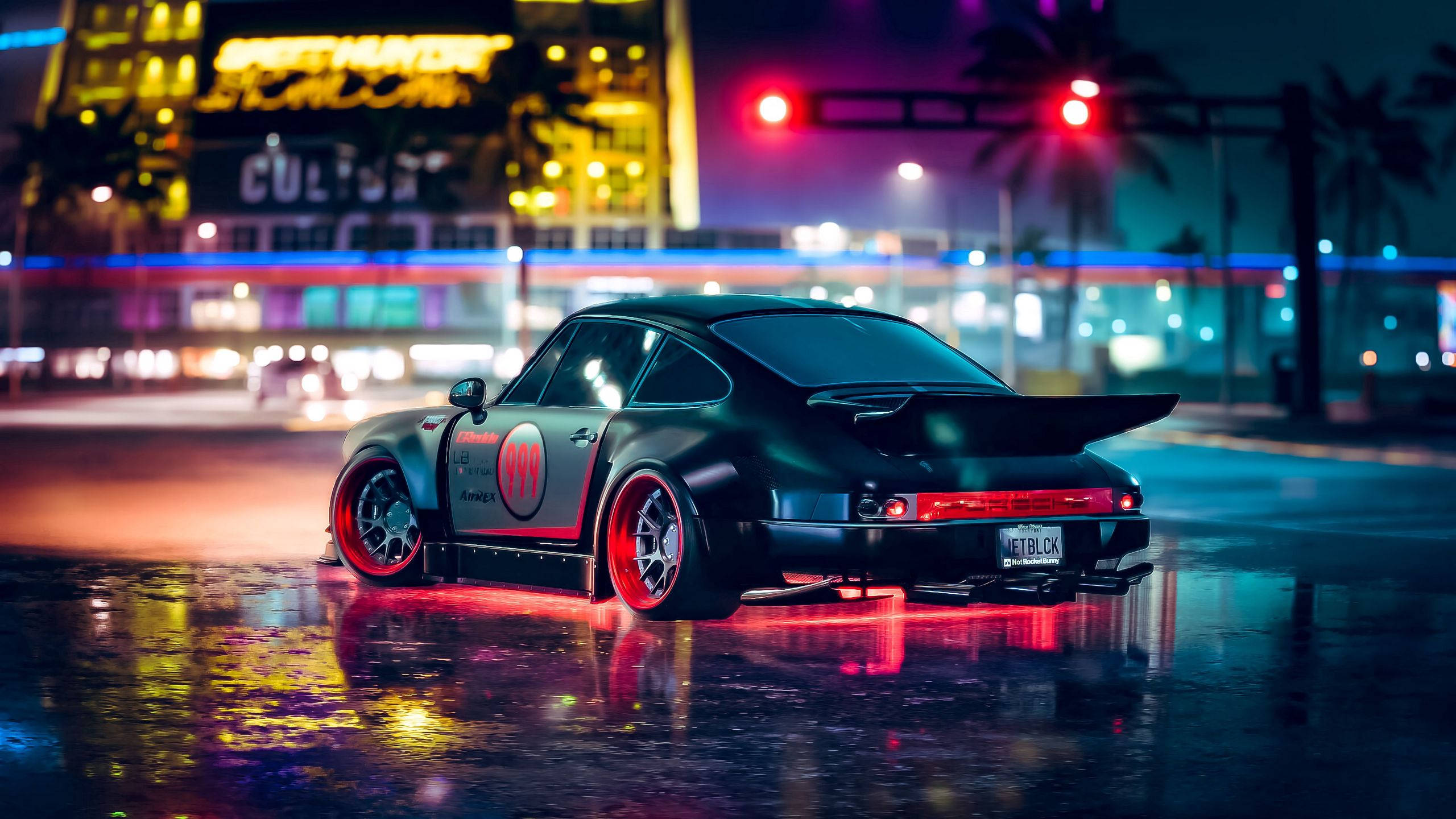 2560 X 1440 ポルシェ ネオン美学の車 壁紙