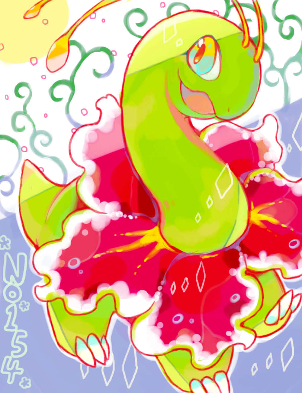 かっこいいメガニウムの2Dイラスト 壁紙