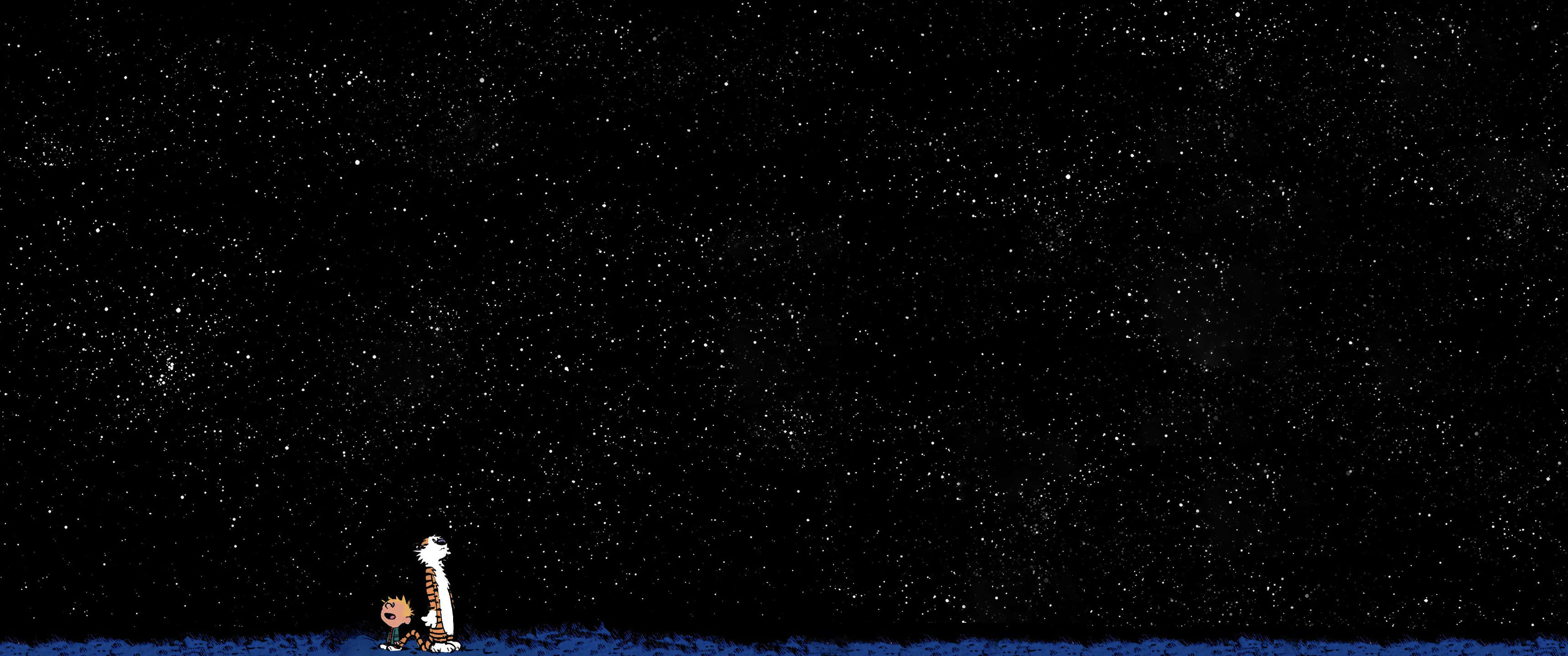 3440x1440 宇宙のカルビンとホッブス 壁紙