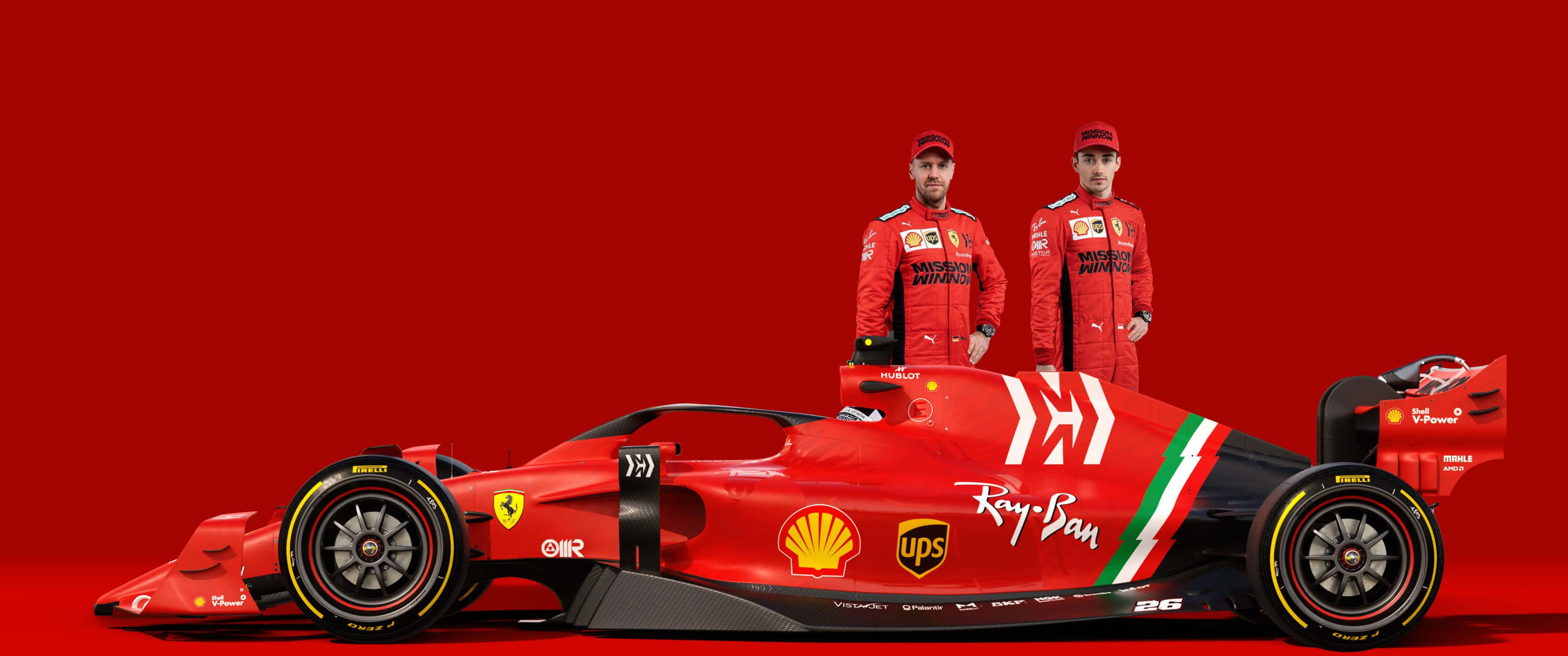 3440x1440p フェラーリ背景 スクーデリアパイロット 壁紙