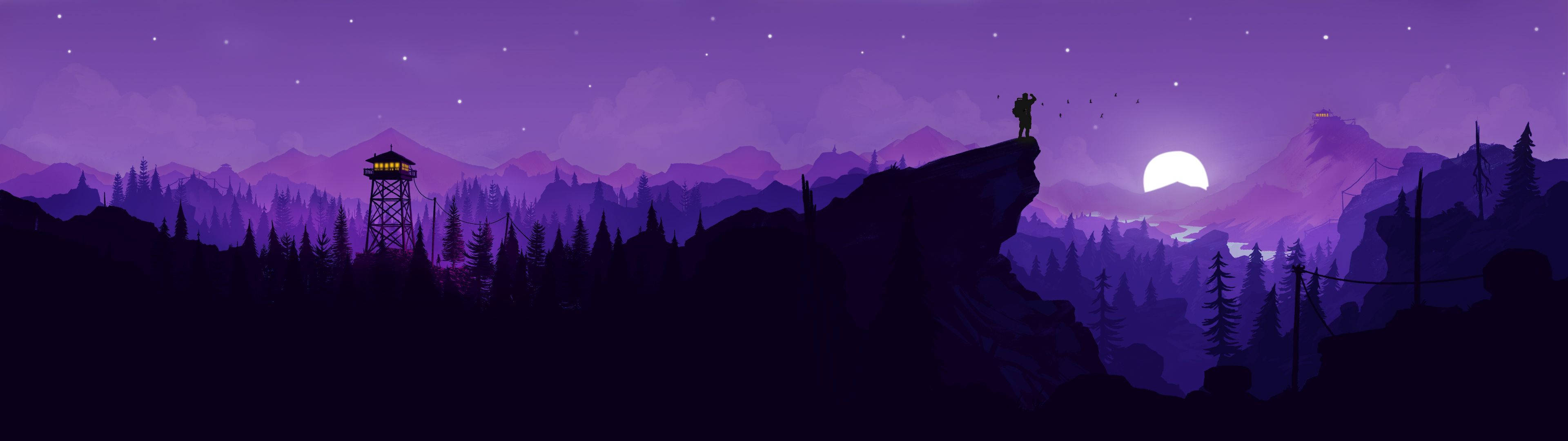 3840x1080 4K 紫の山々 壁紙
