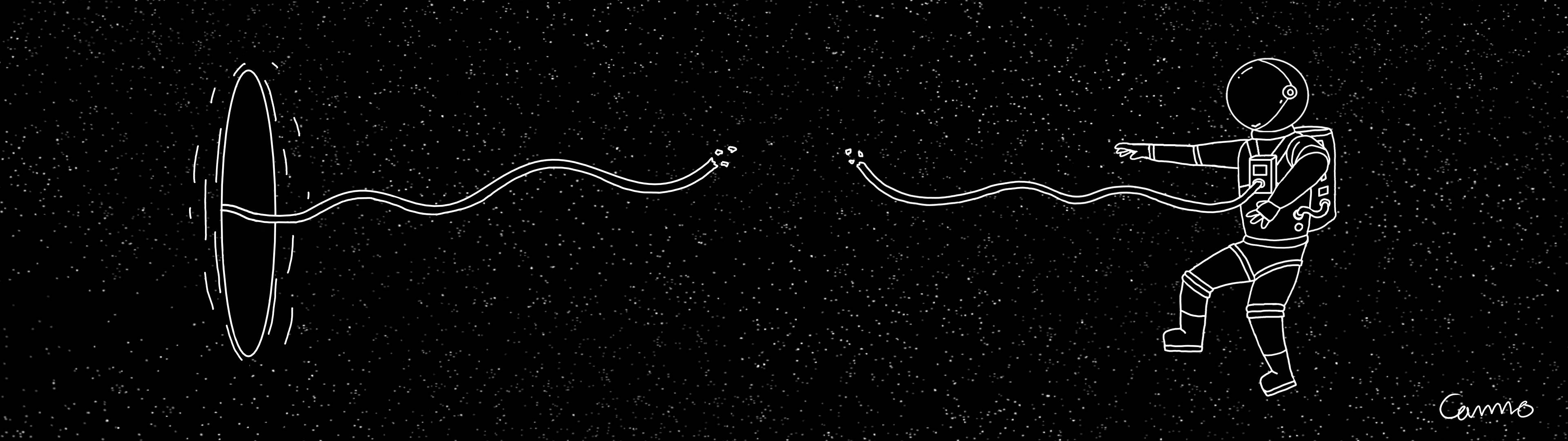 3840x1080 4K 宇宙飛行士ラインワーク 壁紙