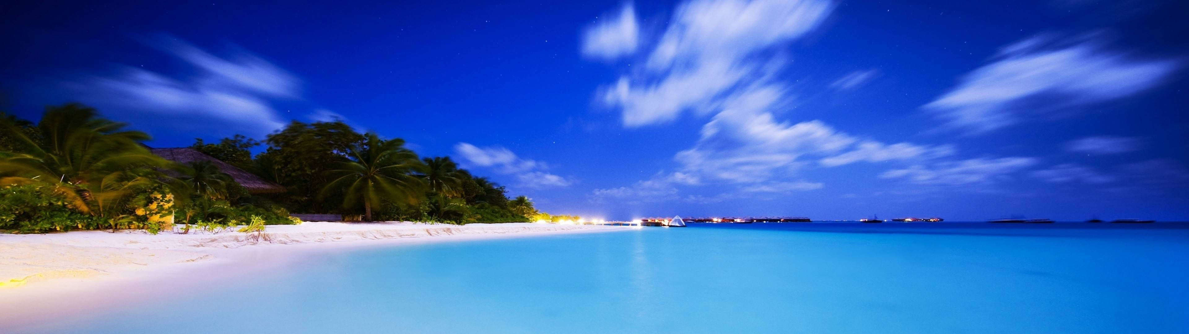 3840x1080 HD デュアルモニター ビーチ 壁紙