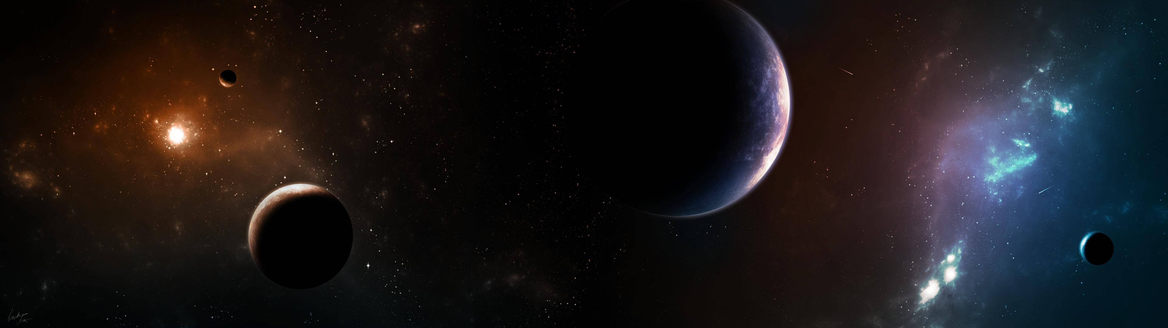 3840x1080 HD デュアルモニター ギャラクシー 壁紙