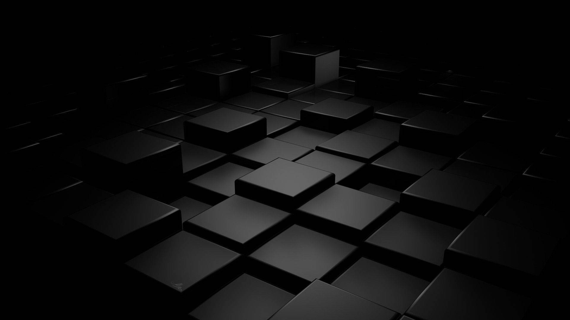 キューブスクエア ブラック 3D 壁紙