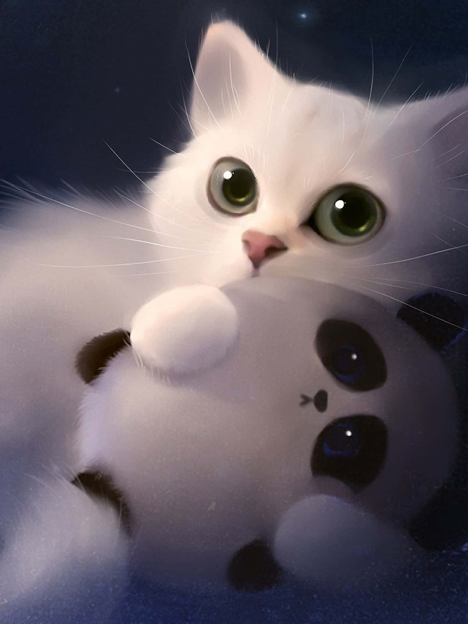 かわいい白い3D猫 壁紙