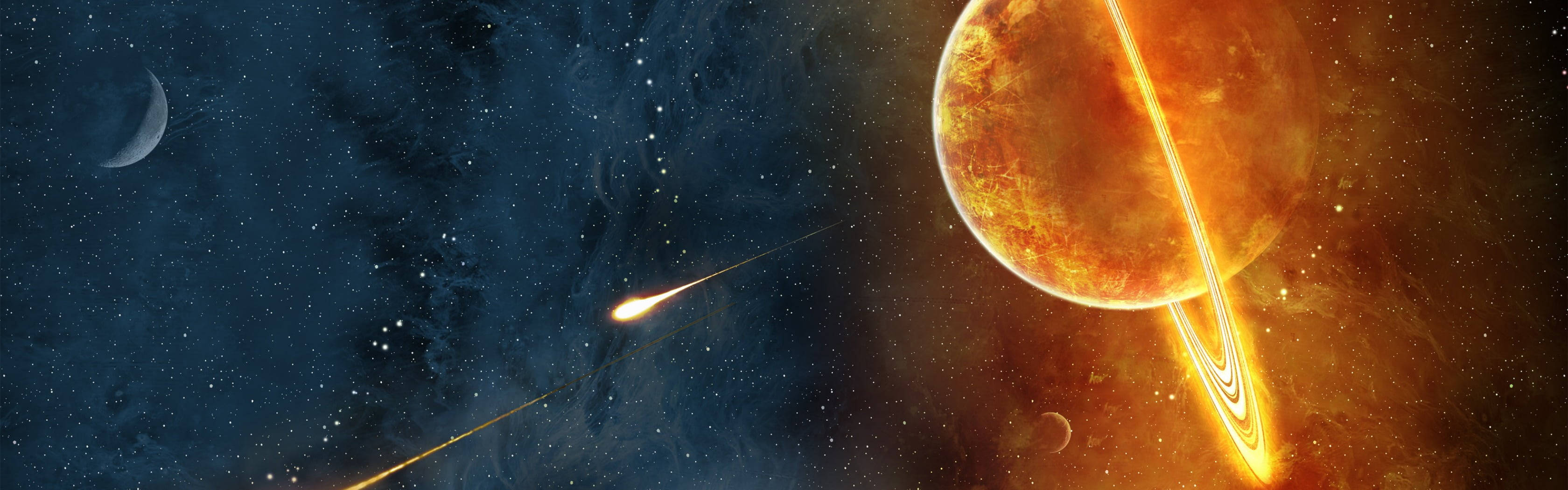 燃える土星 4K 壁紙