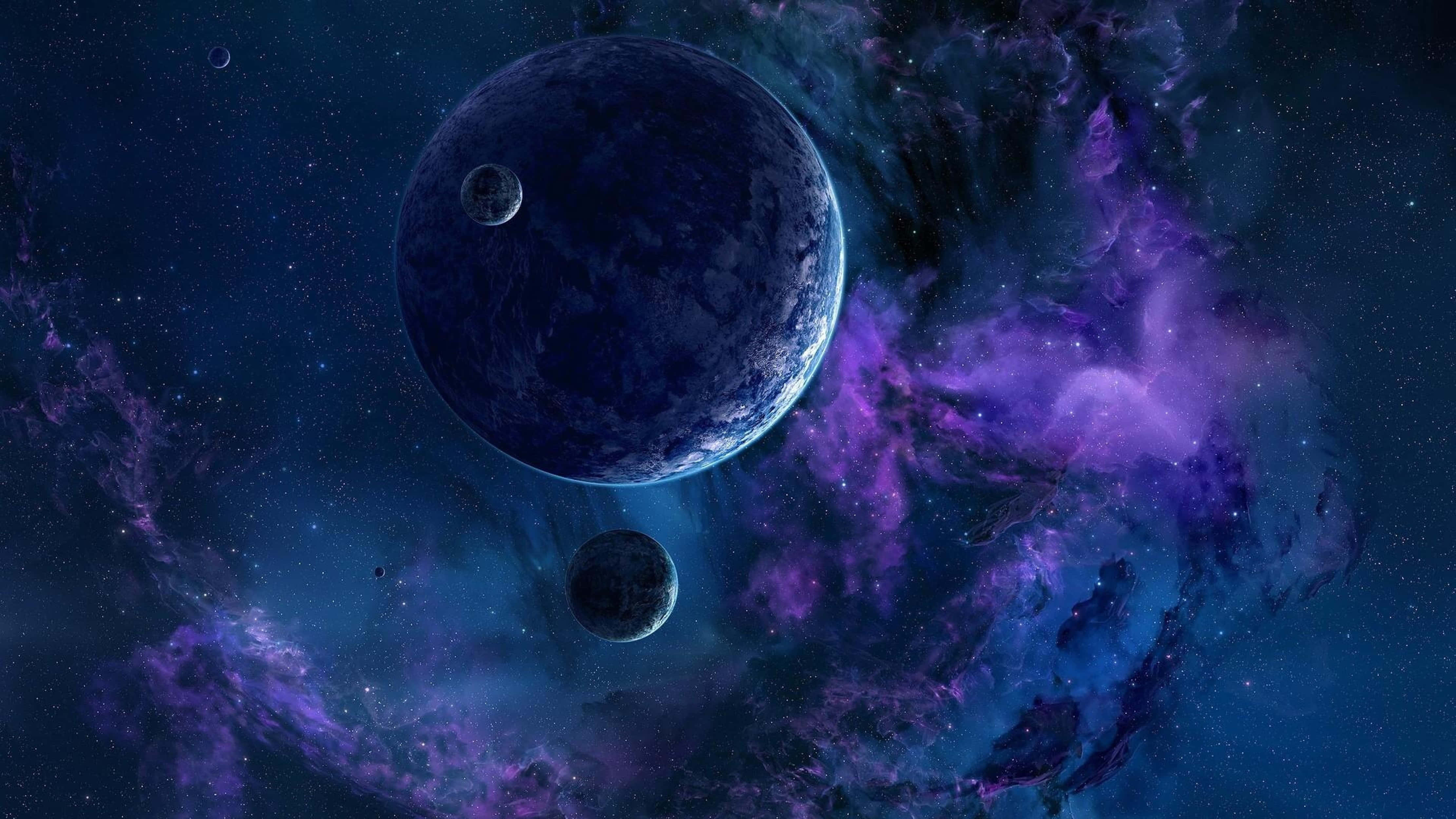 4K ユニバース 惑星とガス雲 壁紙