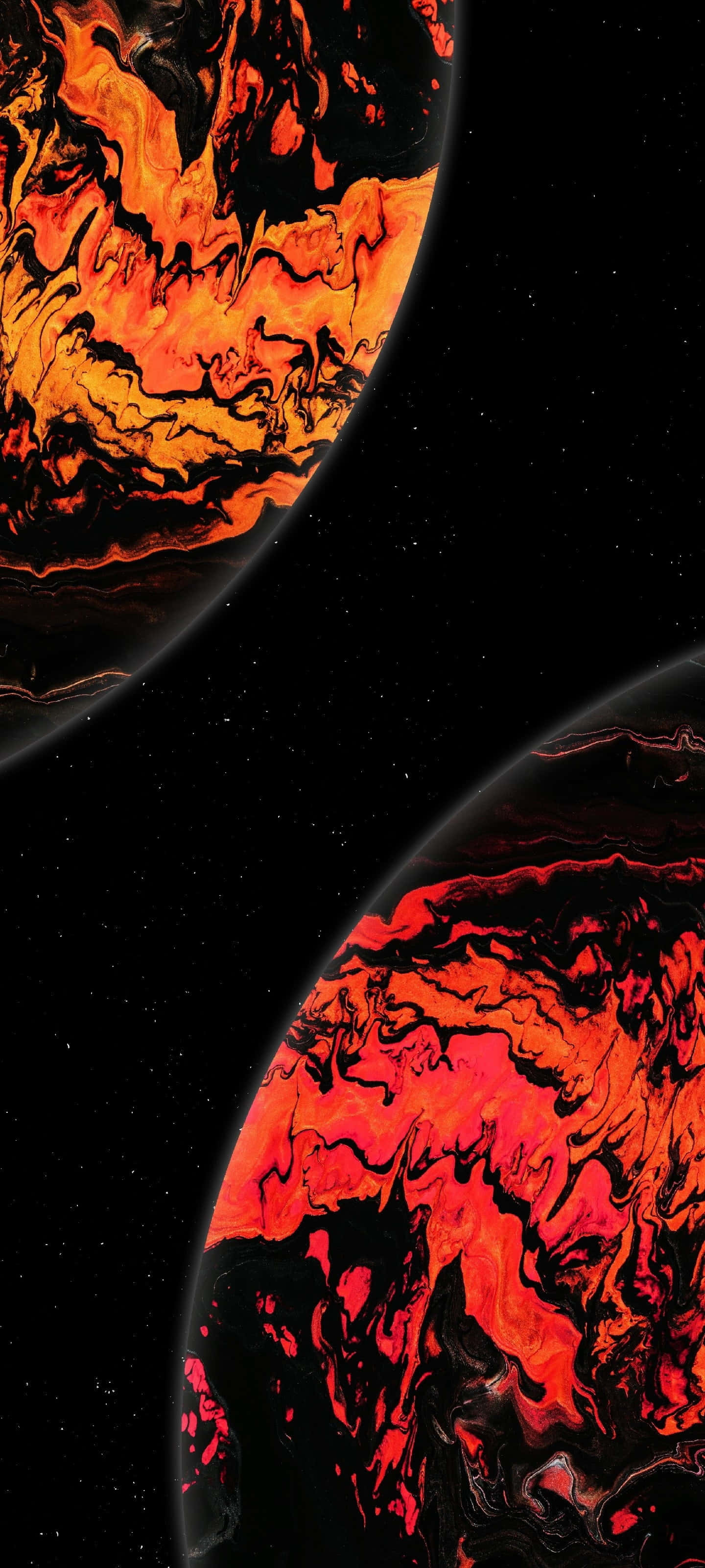 4K AMOLED 背景 赤と黄色の惑星が接近 壁紙