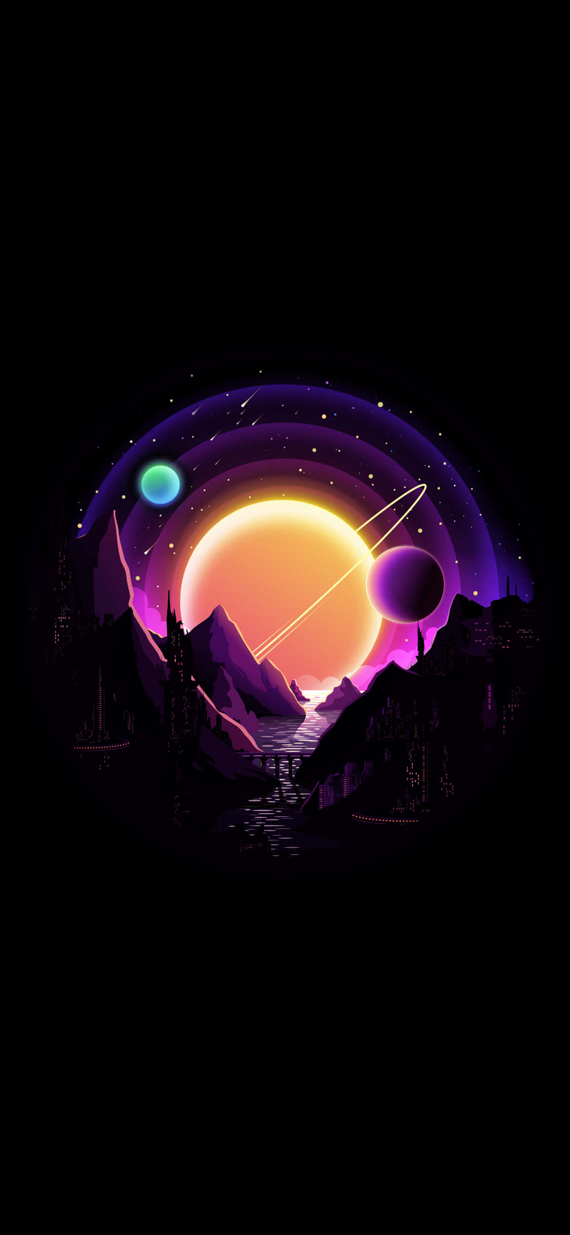 4K AMOLED 背景 惑星軌道 壁紙