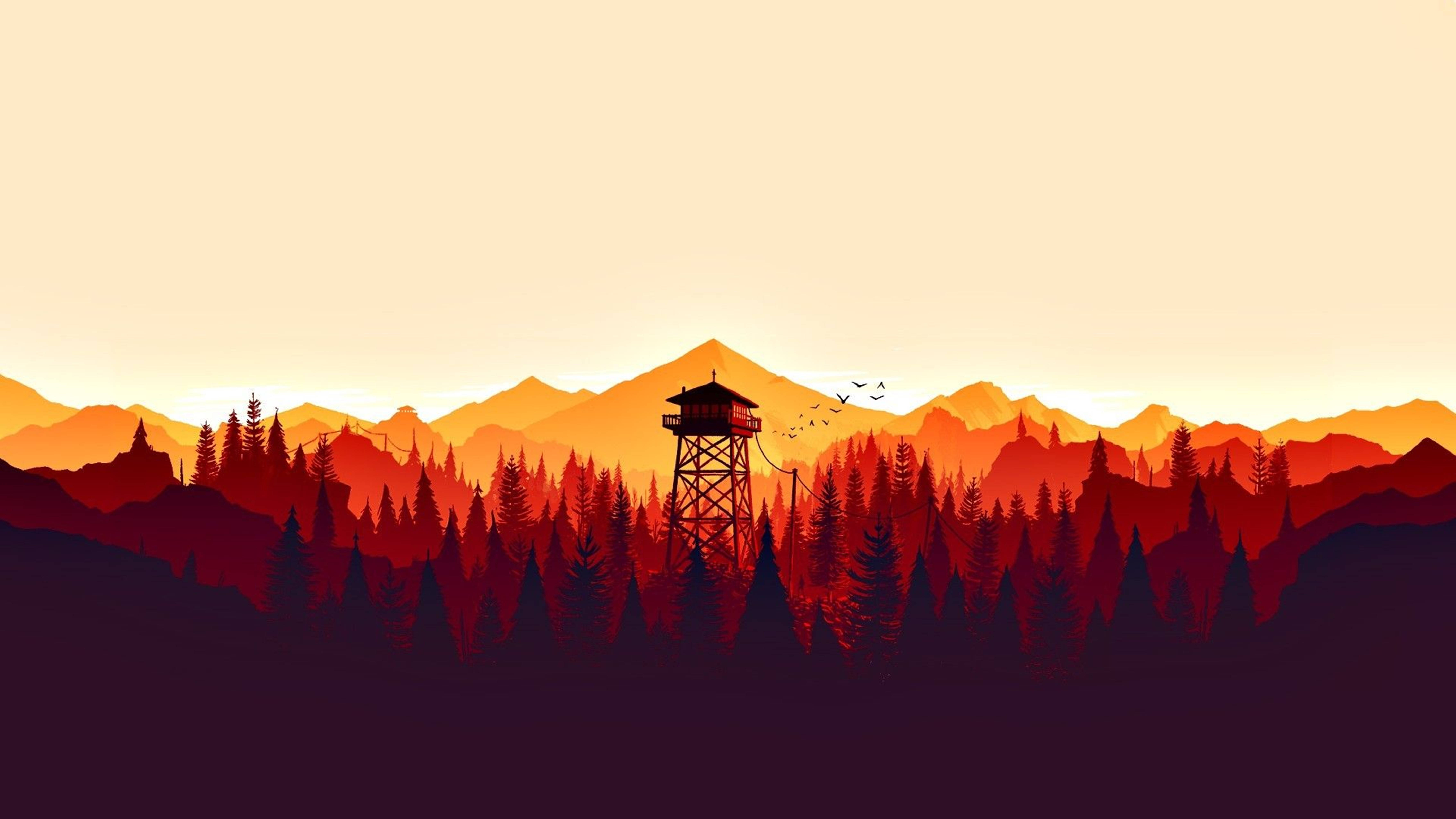 4K Firewatch 鮮やかなオレンジの山々 壁紙