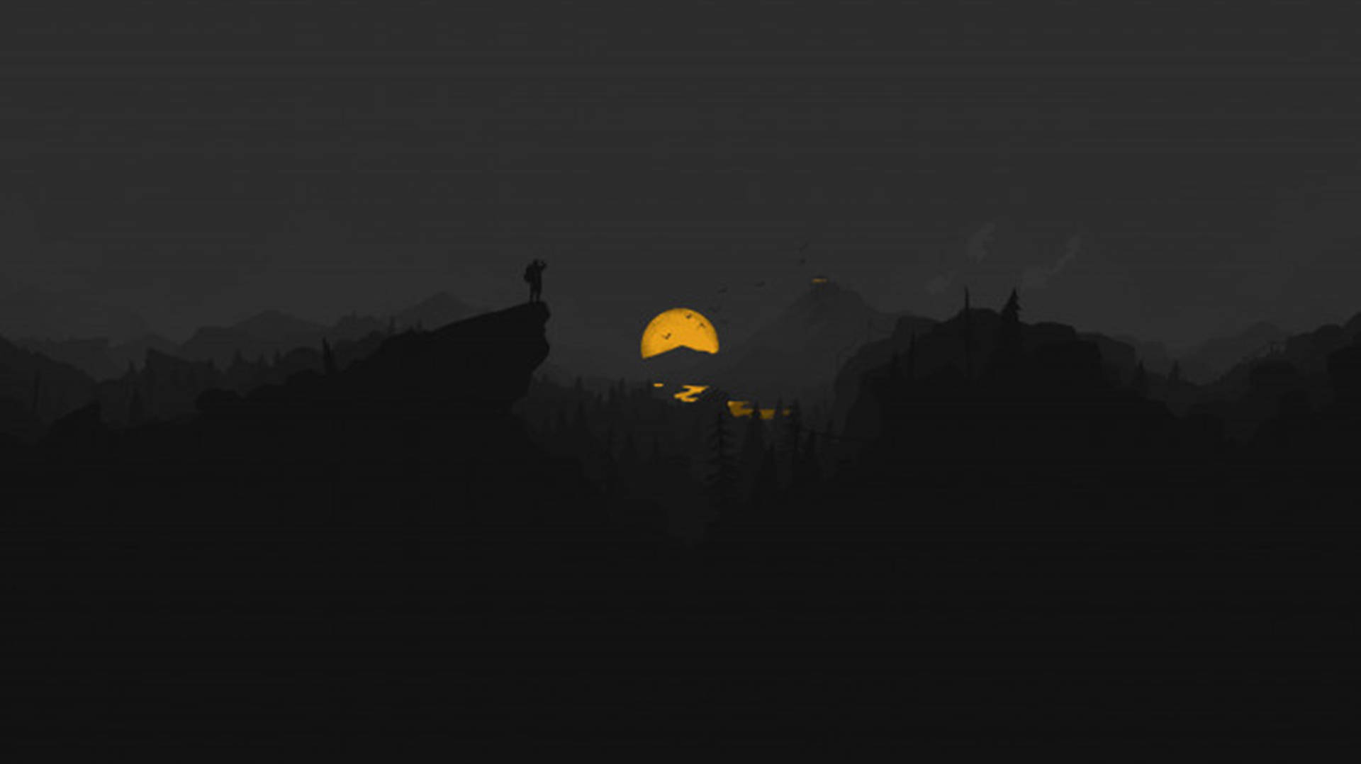 4K Firewatch 黄色い月と川