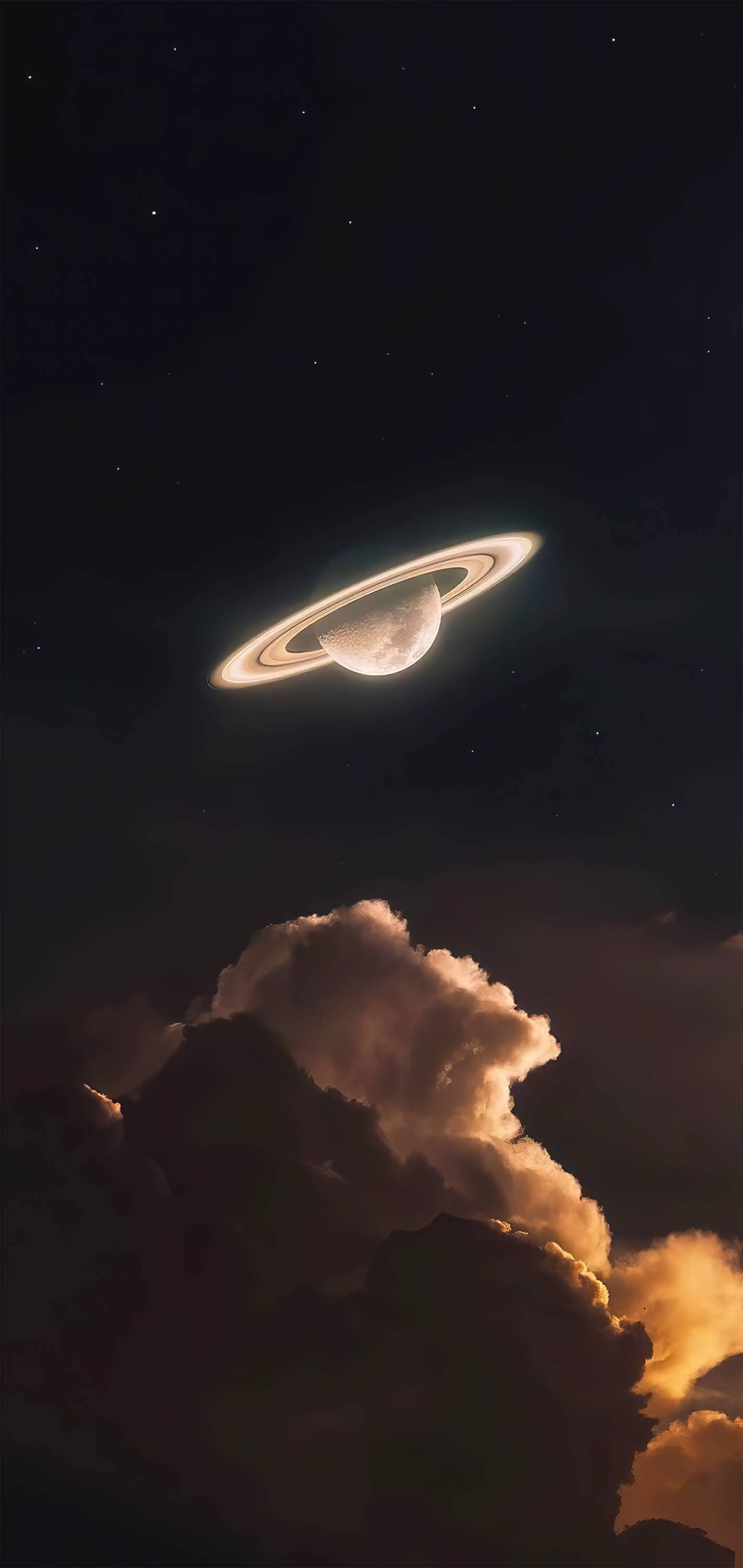 光る美しい土星 4K 壁紙