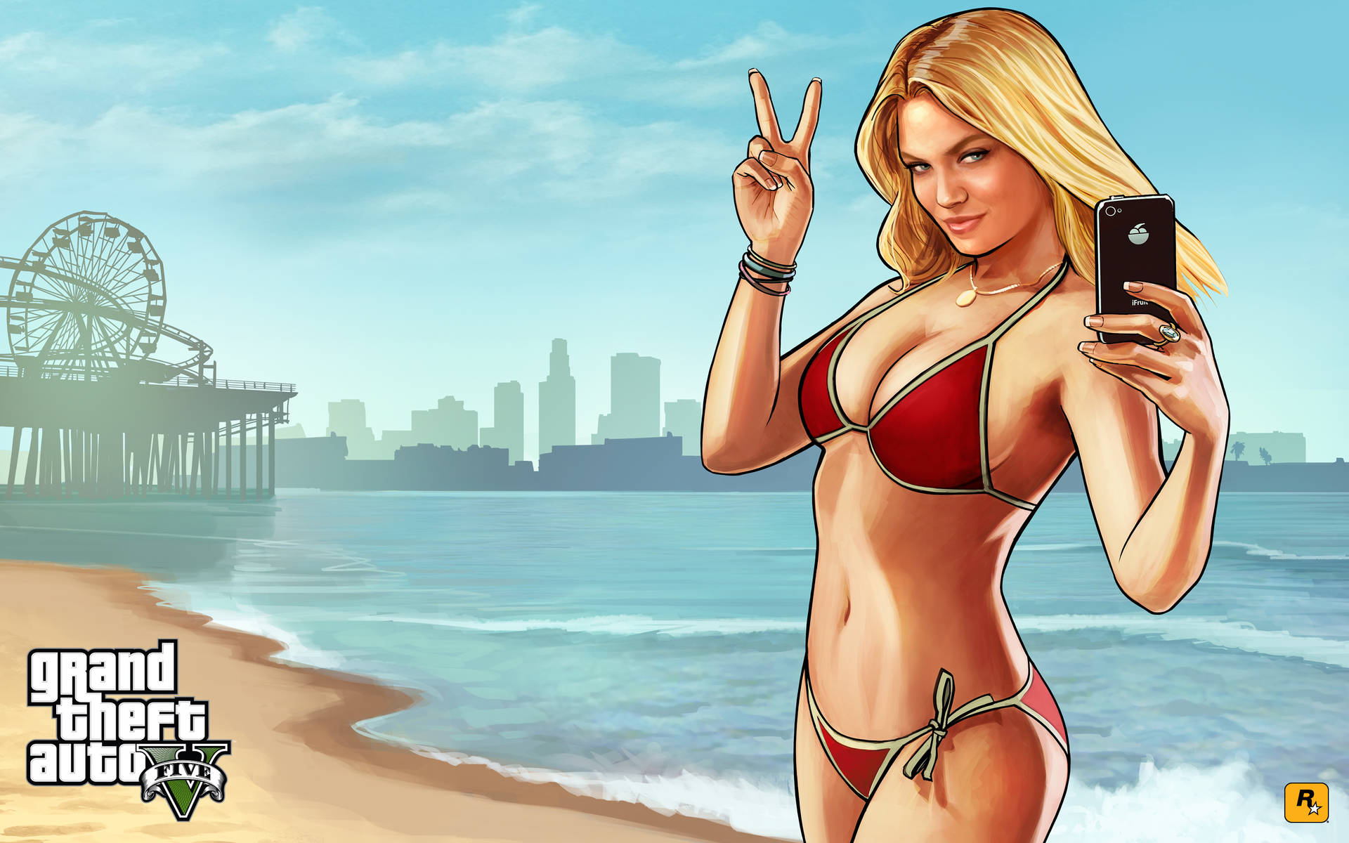 4K GTA 5 ビキニの女の子 ビーチで