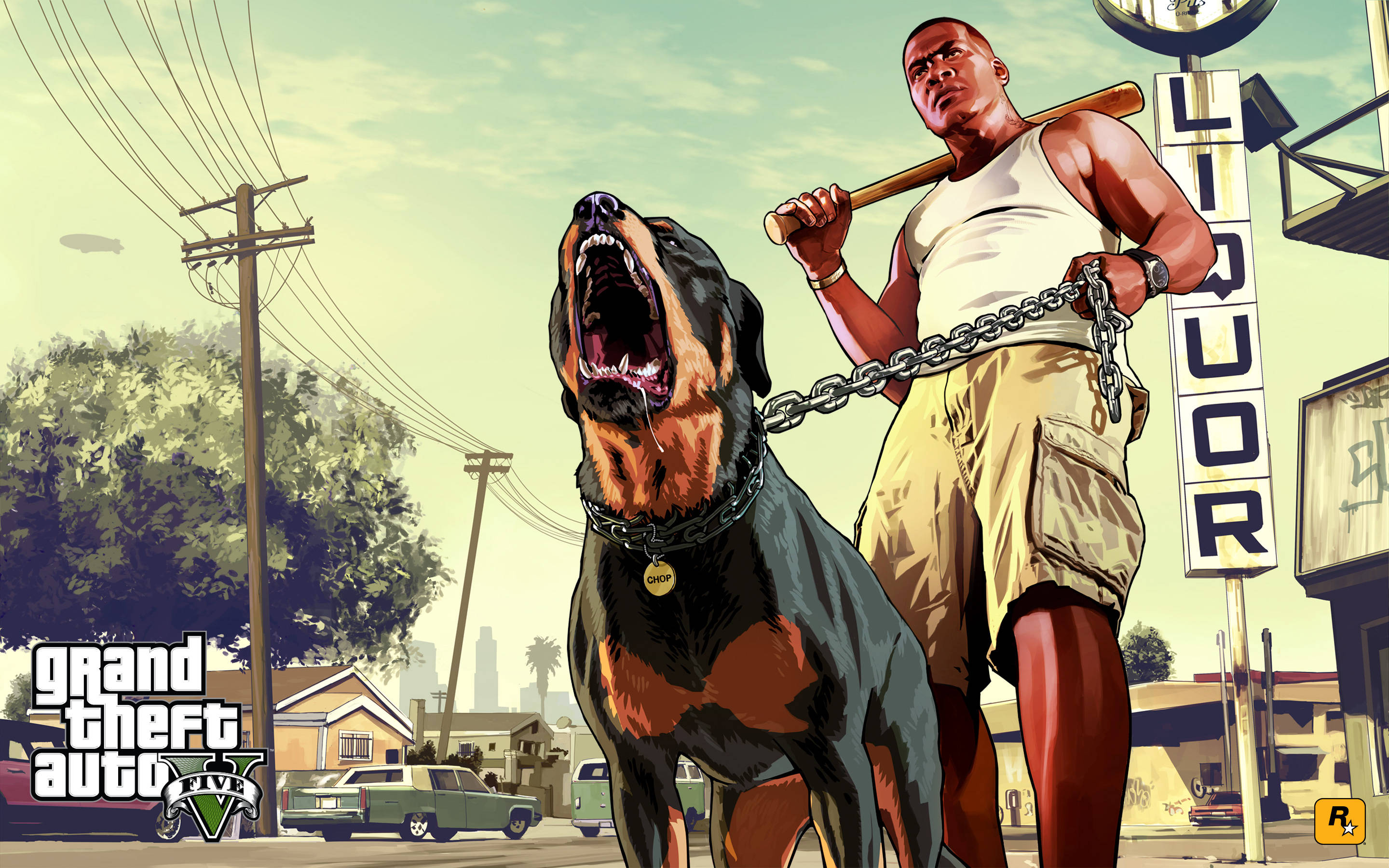4K GTA5 フランクリンがチョップを抱える 壁紙