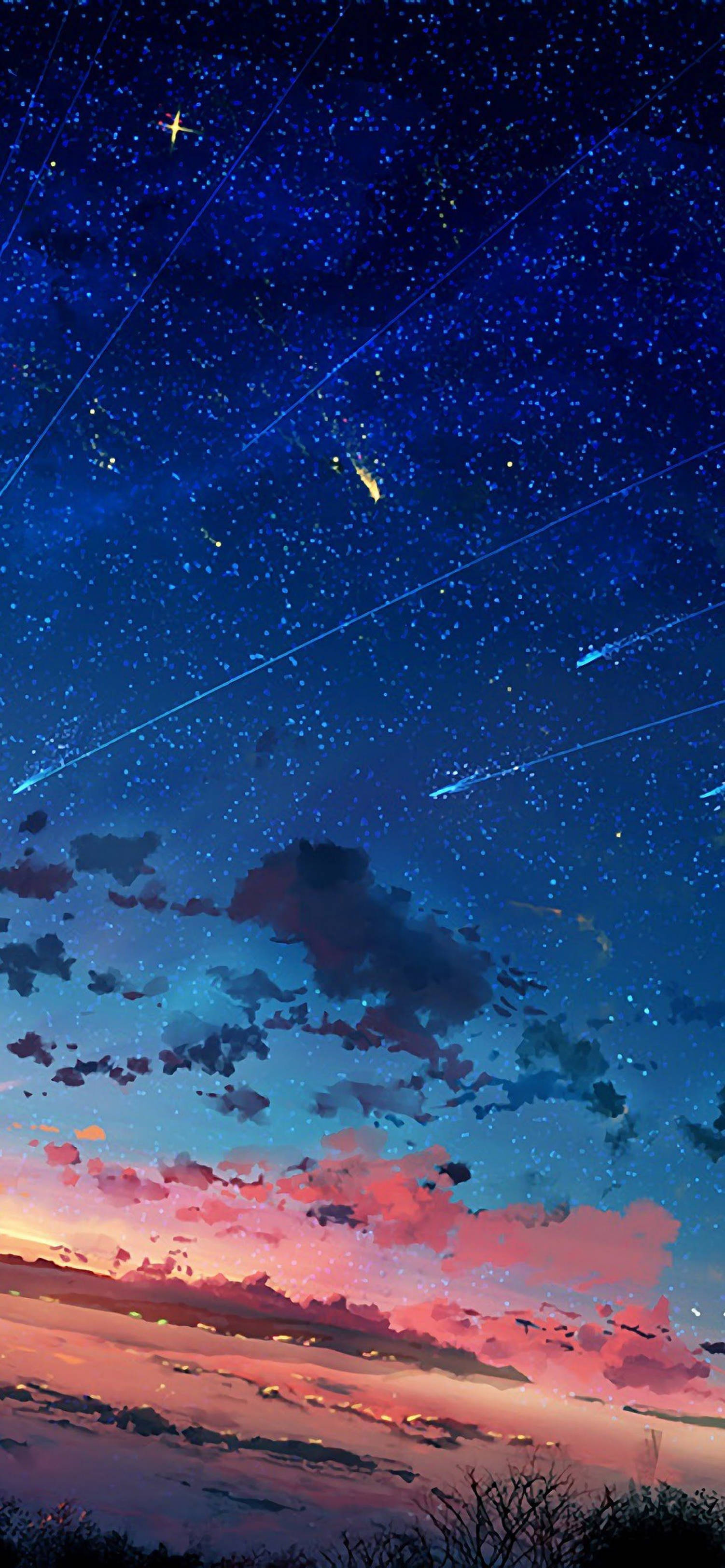 4Kアニメ iPhone 流れ星と彗星 壁紙