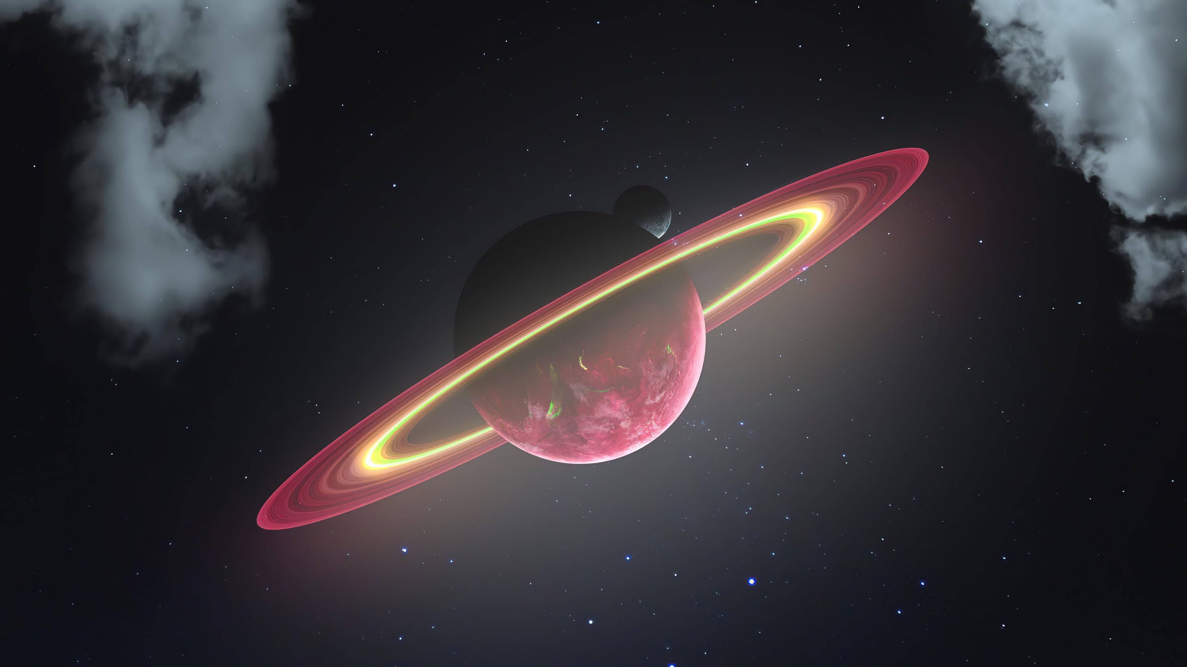 紫がかった赤い土星 4K 壁紙