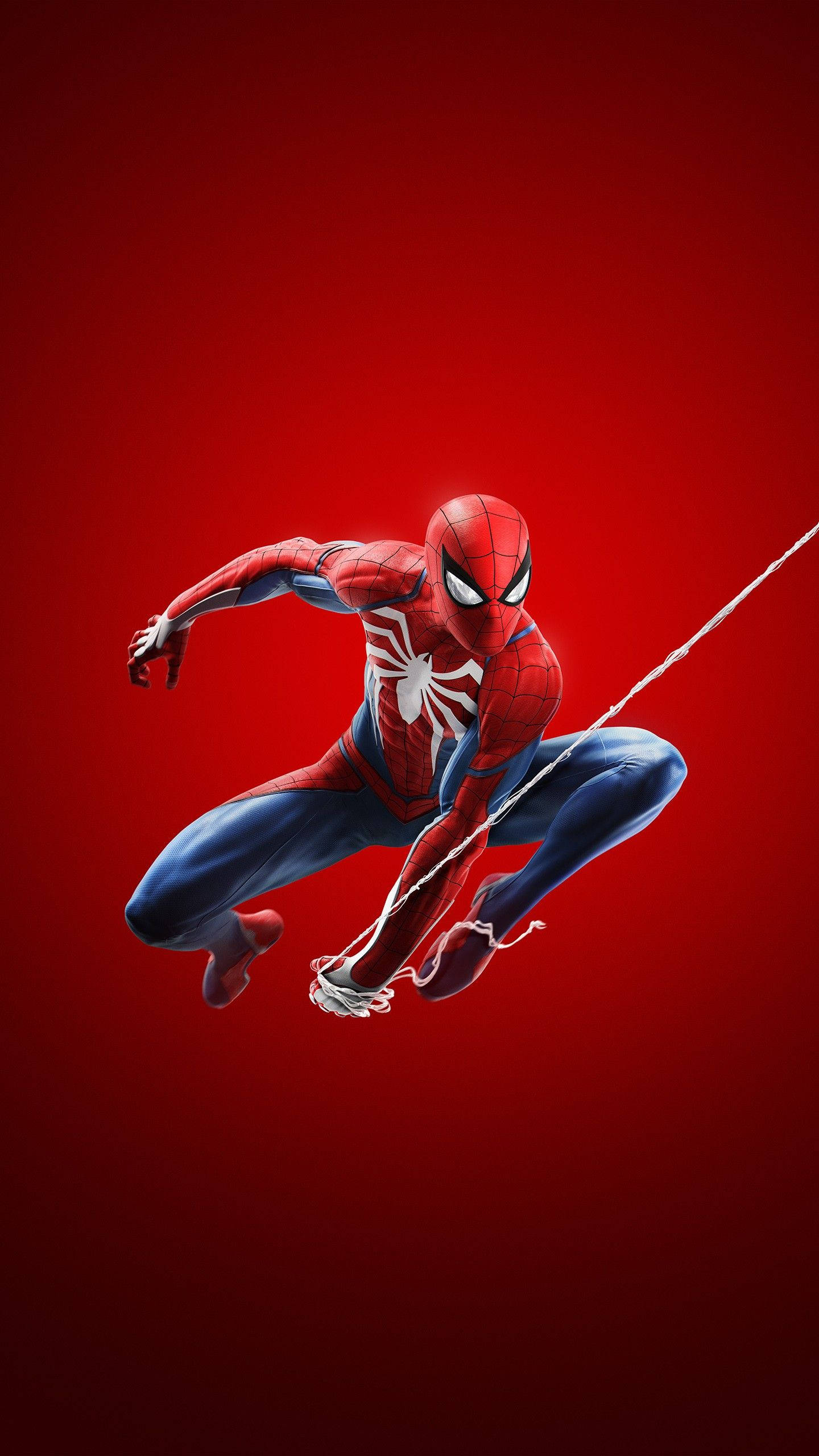 赤いスパイダーマンがスイングする4K Marvel iPhone 壁紙