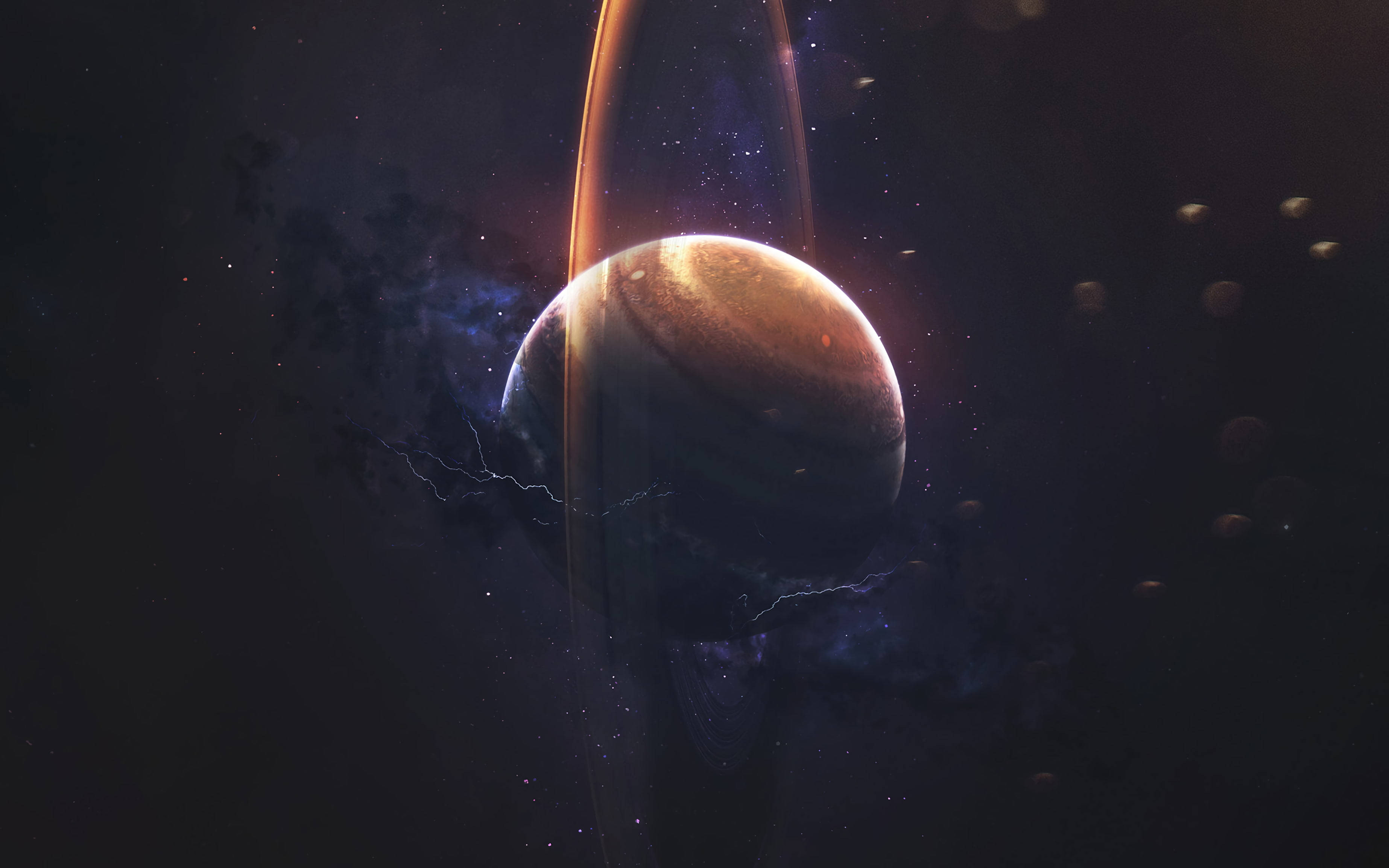 立つ土星 4K 壁紙