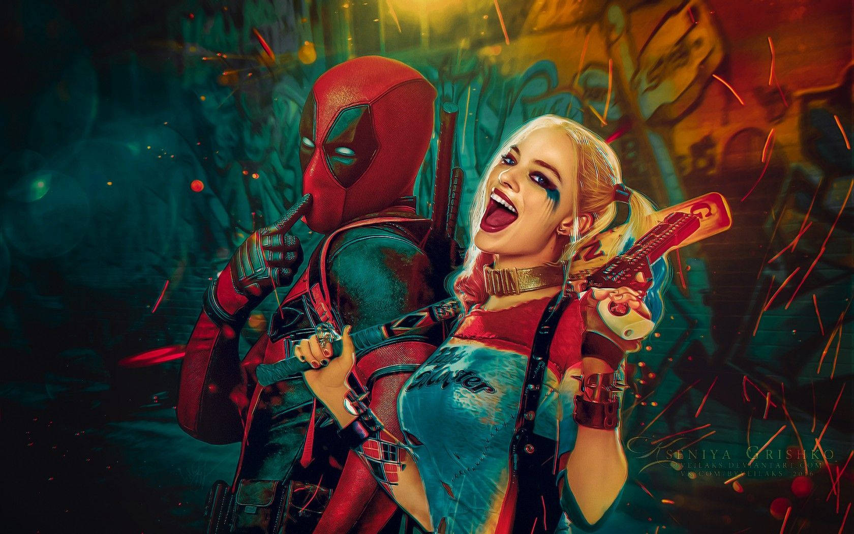 4K ハーレイ・クインとデッドプール 壁紙