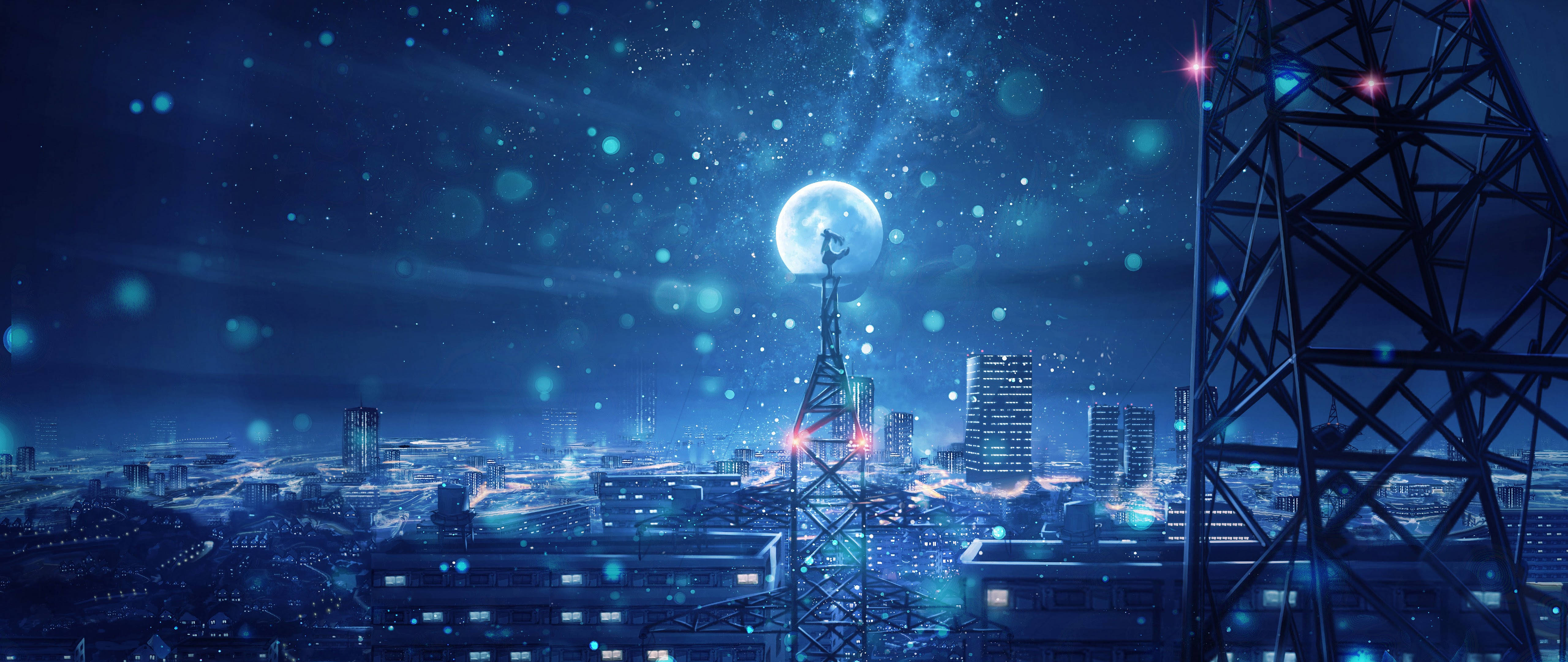 夜空 月 アニメ 4K 壁紙