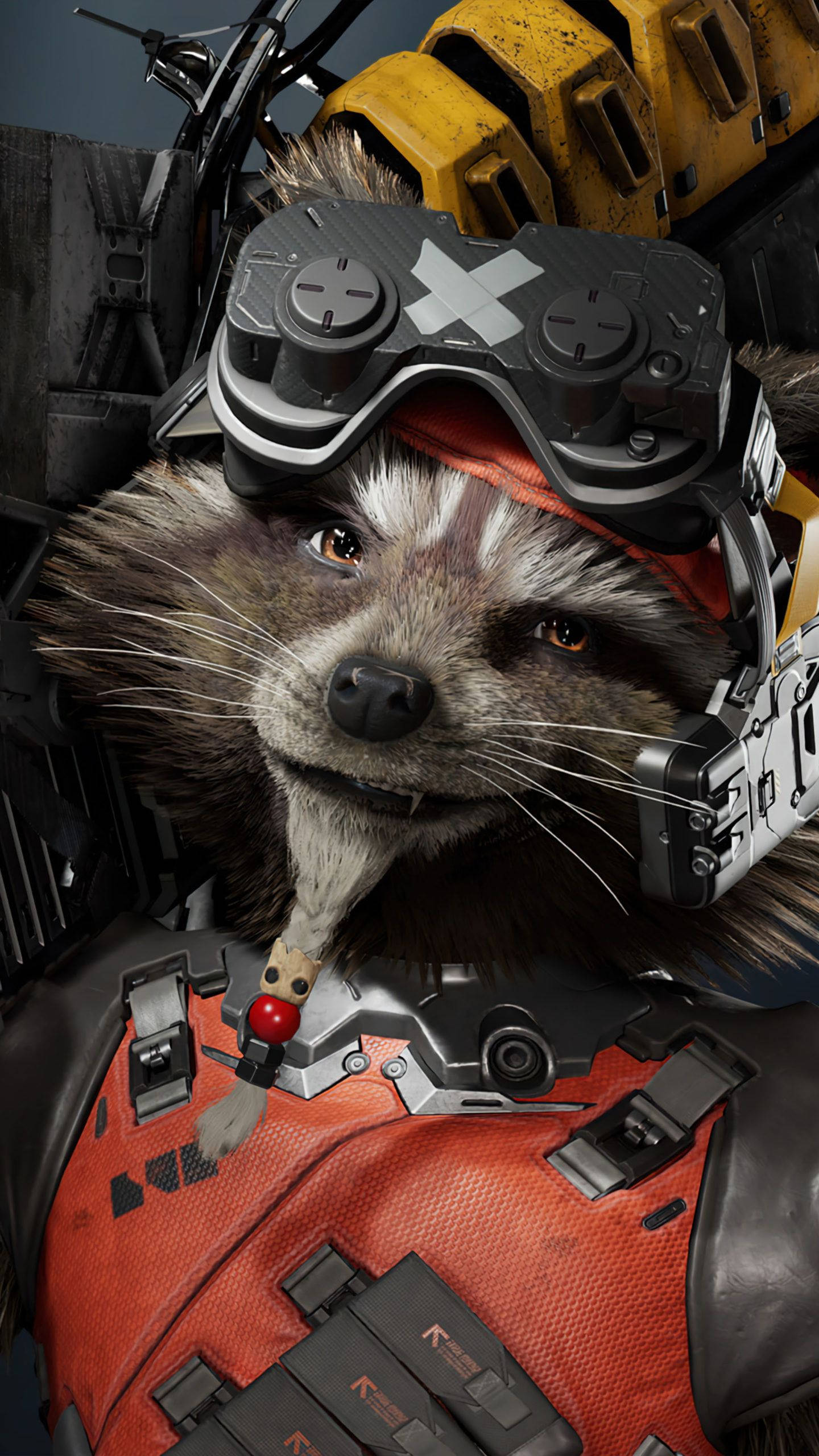 4K ガーディアンズ・オブ・ギャラクシー 装備を身に着けたロケット・ラクーン 壁紙