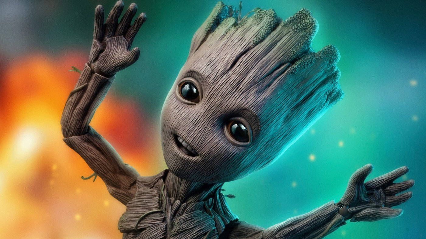 4K ガーディアンズ・オブ・ギャラクシー ベビーグルート落下 壁紙