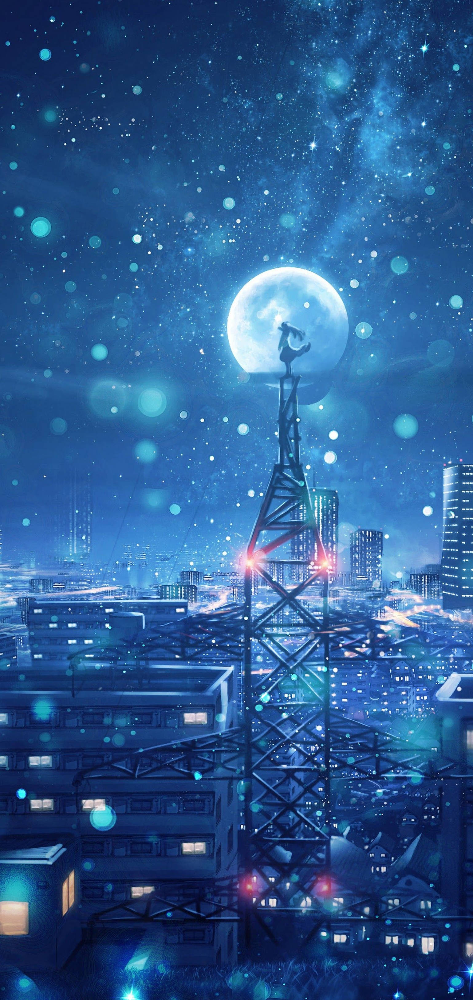 4KアニメiPhone 魔法の月夜 壁紙