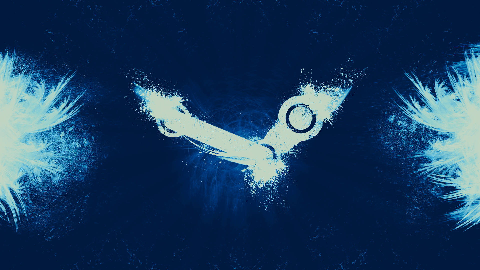 白いペイントのSteamゲーミングロゴの4K壁紙。