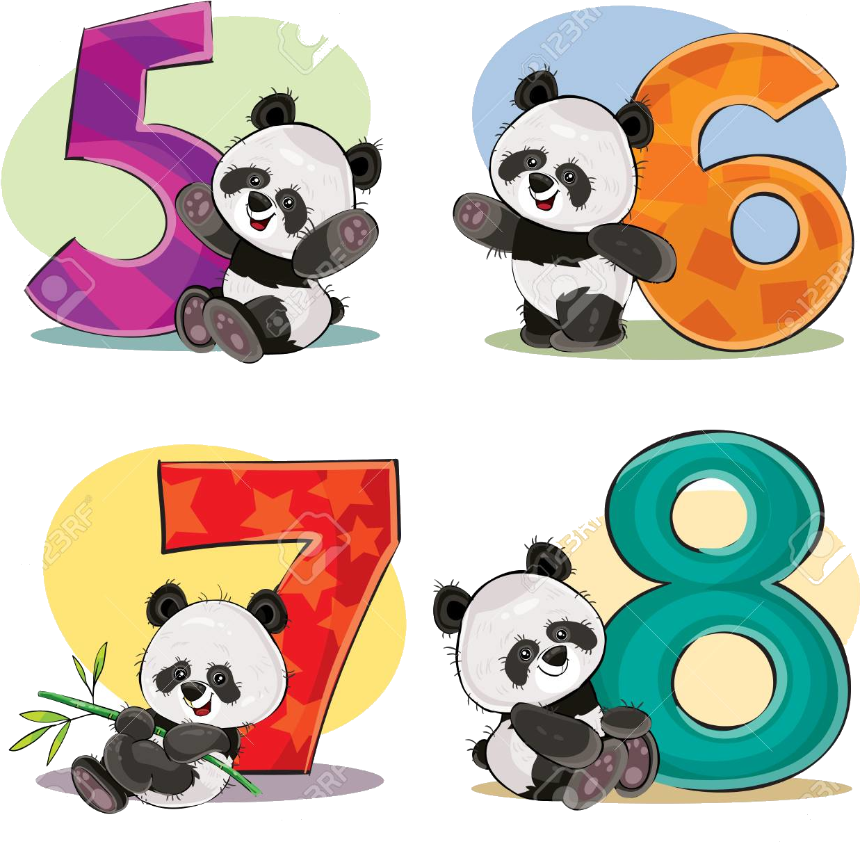 パンダ_数字_5から8 壁紙