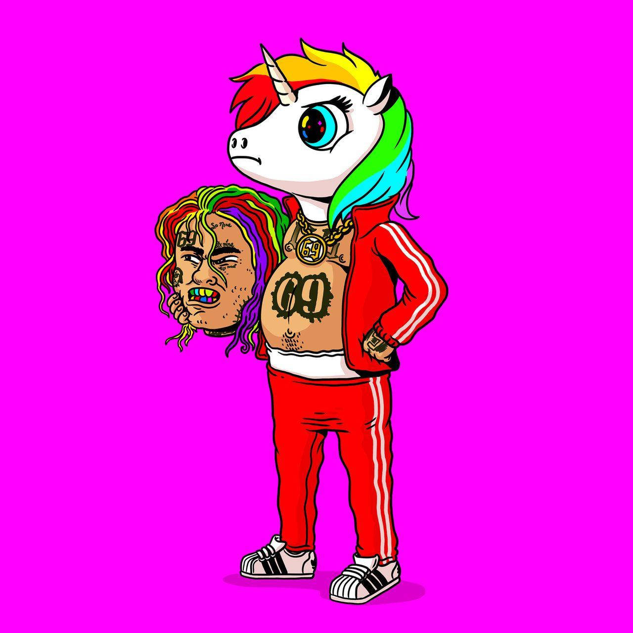 レインボーユニコーンと6ix9ine 壁紙