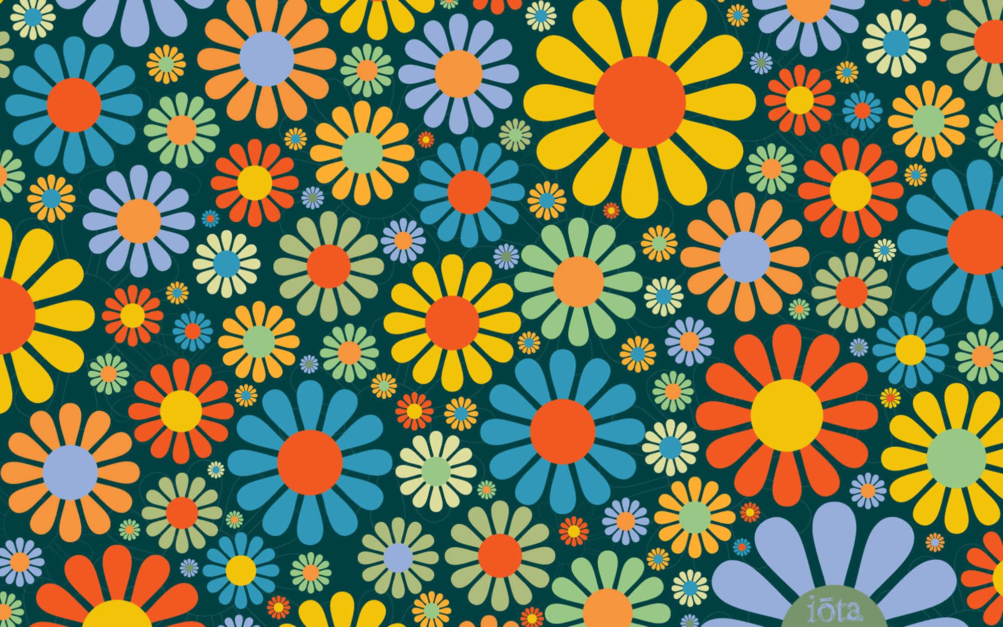 70年代風デスクトップの花のデジタルアート 壁紙