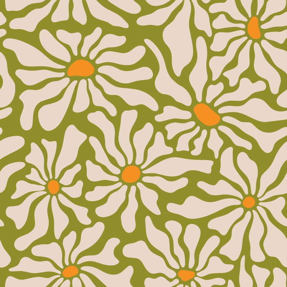 レトロデイジーの花 70年代風美学の背景 壁紙
