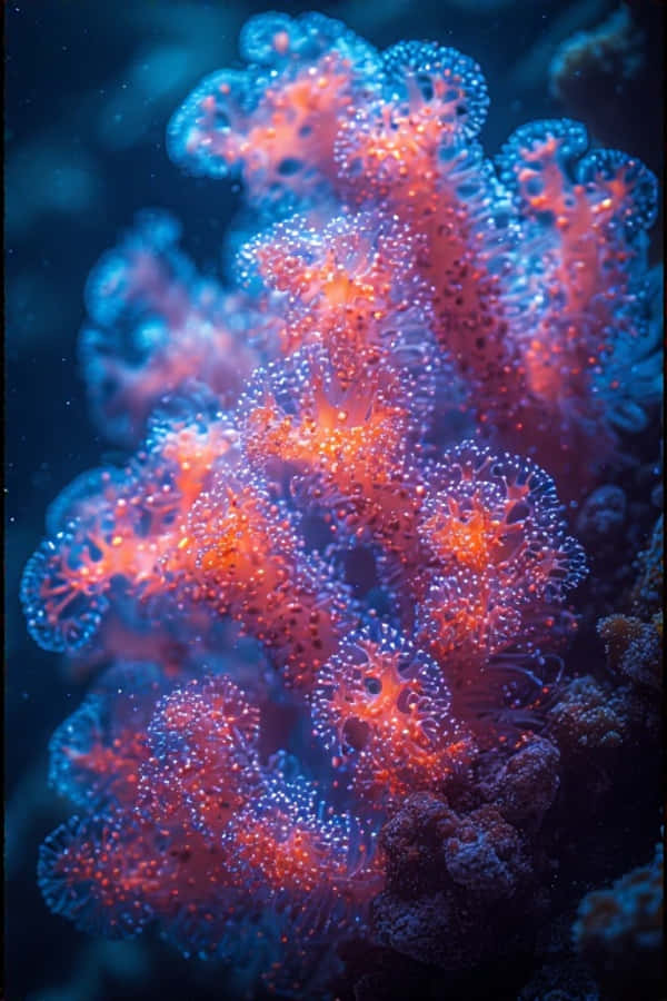 ネオンコーラルポリプの接写 – 8Kマクロ水中写真 壁紙