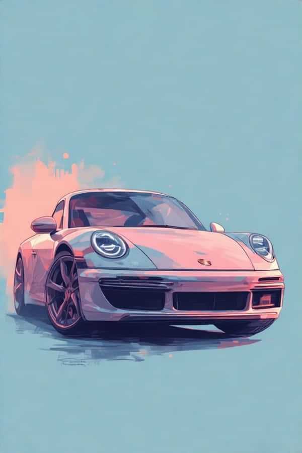 ミニマルなポルシェ911 パステルポートレート エレガント4K 壁紙