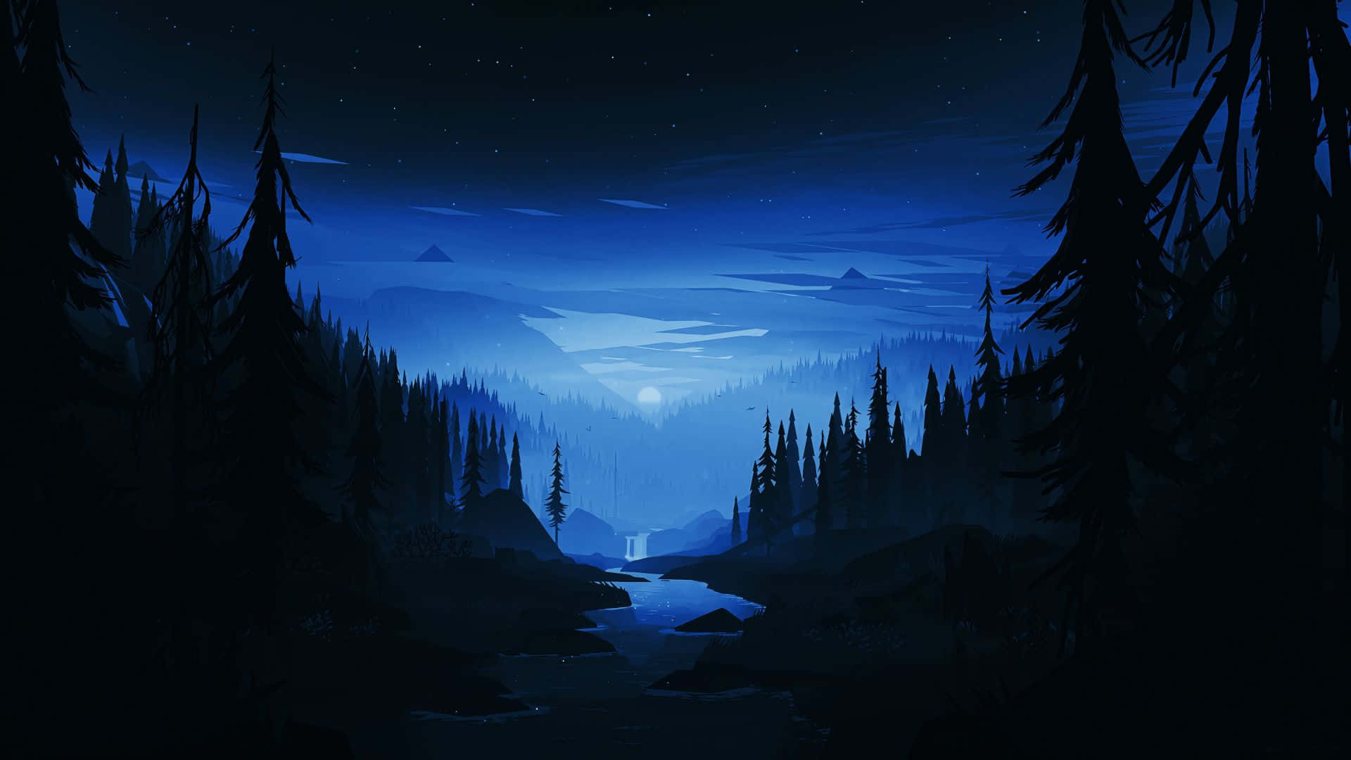 Among Treesの夜空と木々 壁紙