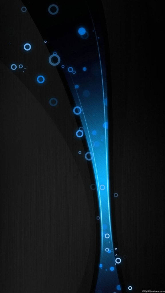 ダークなAndroidの青い曲線と泡 壁紙