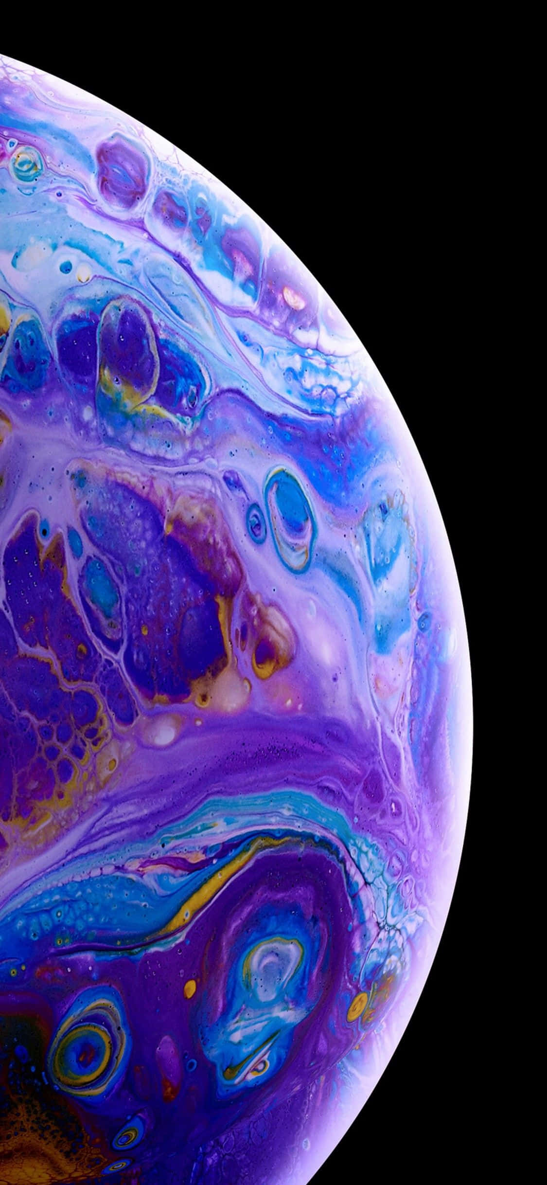 Apple iPhone XS パープルブルー フルイド バブル 壁紙