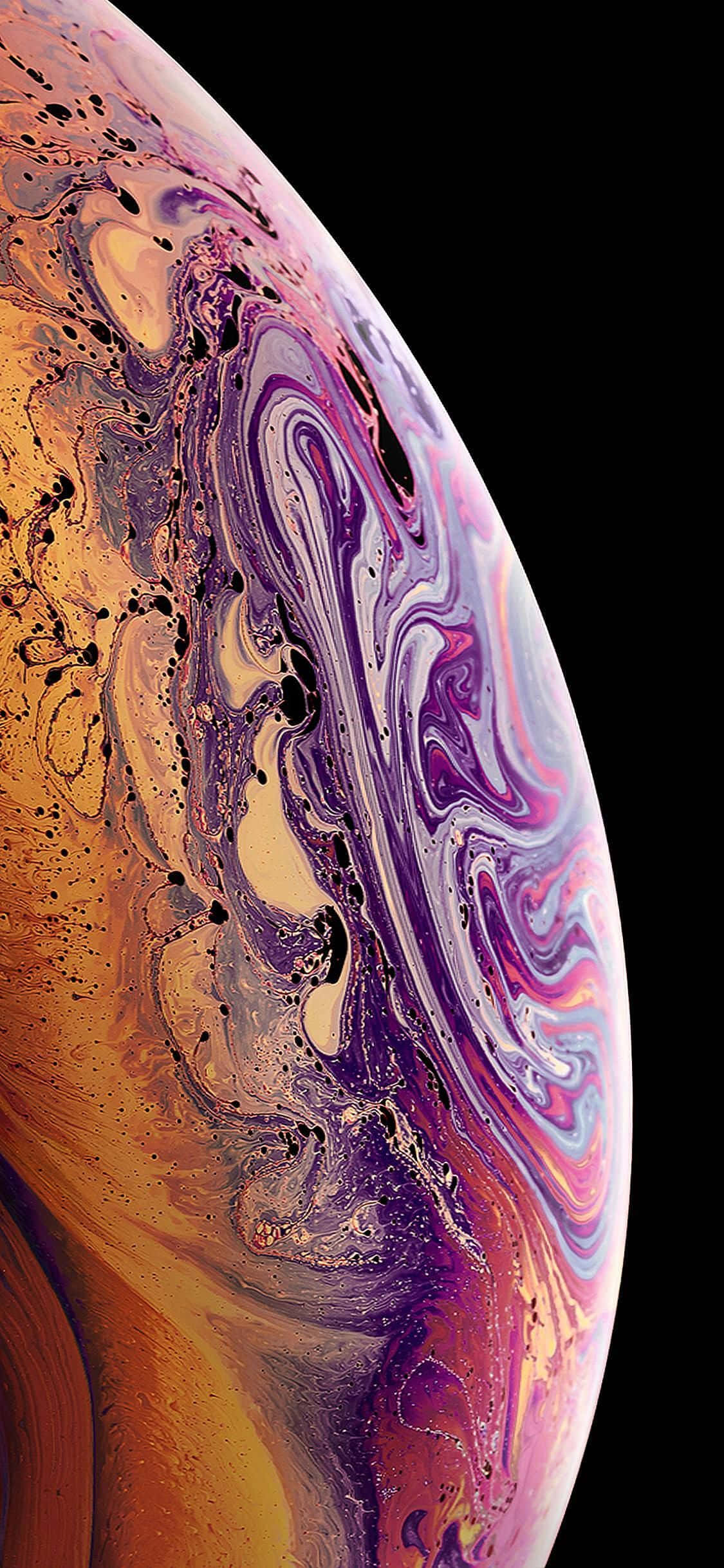 Apple iPhone XS パープルグラデーションバブル 壁紙