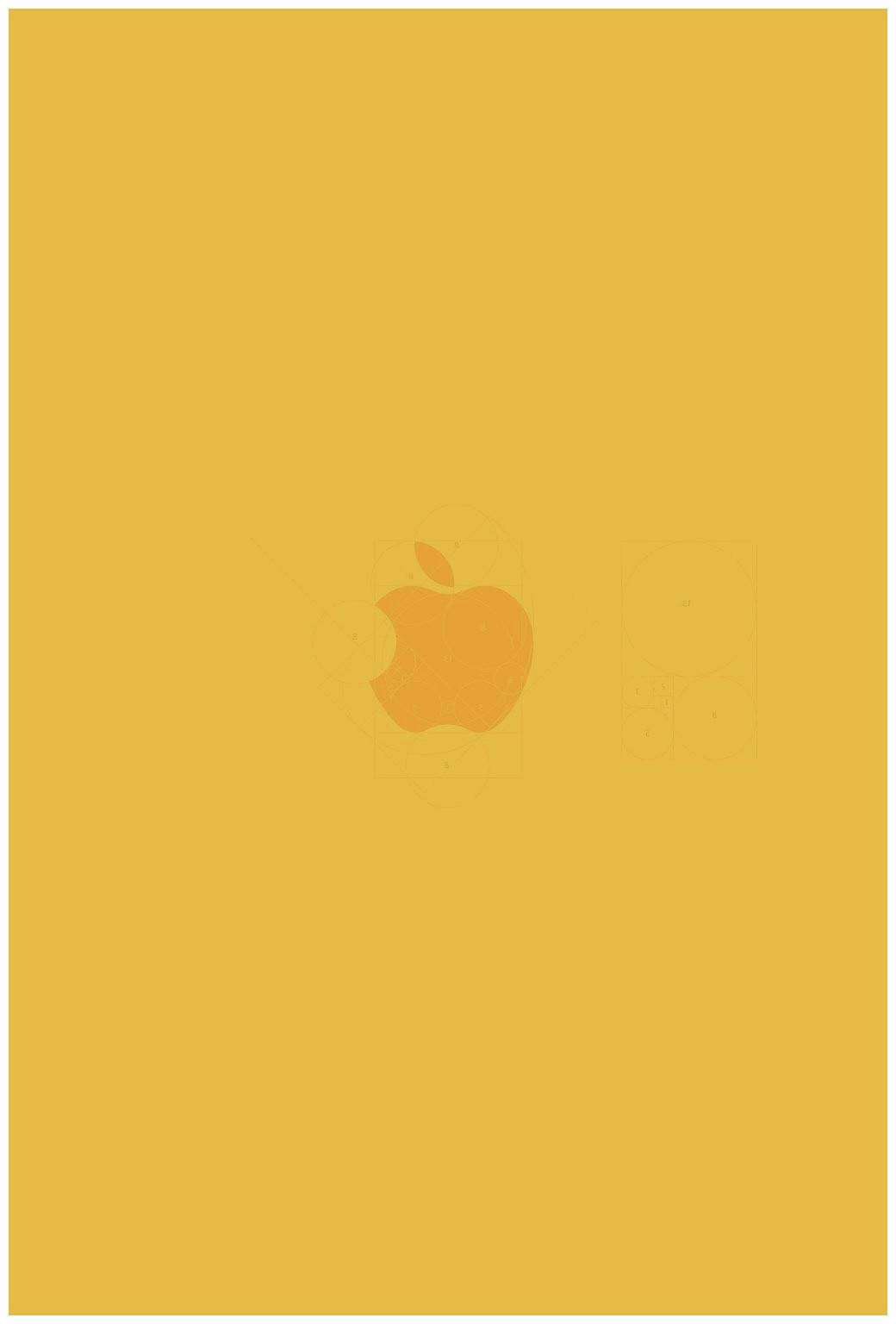 かわいいパステルイエローの背景にプリントされたAppleロゴ 壁紙